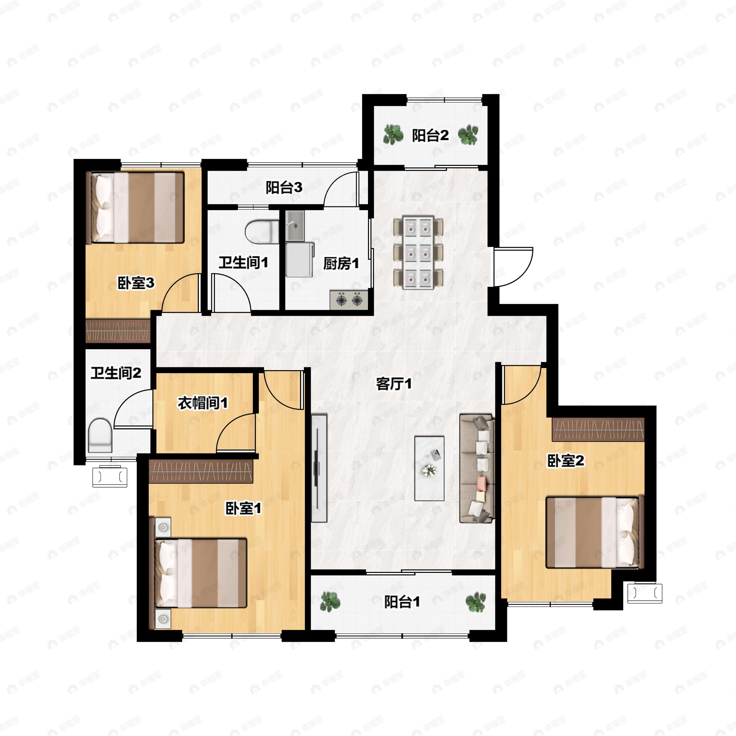 3室2厅2卫建面143平undefined户型图