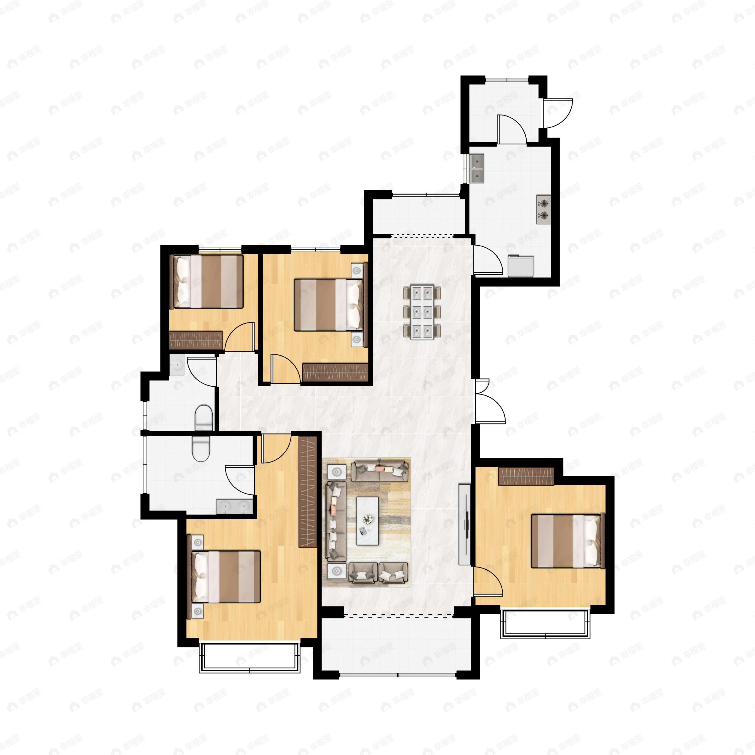 4室2厅2卫建面200平户型图