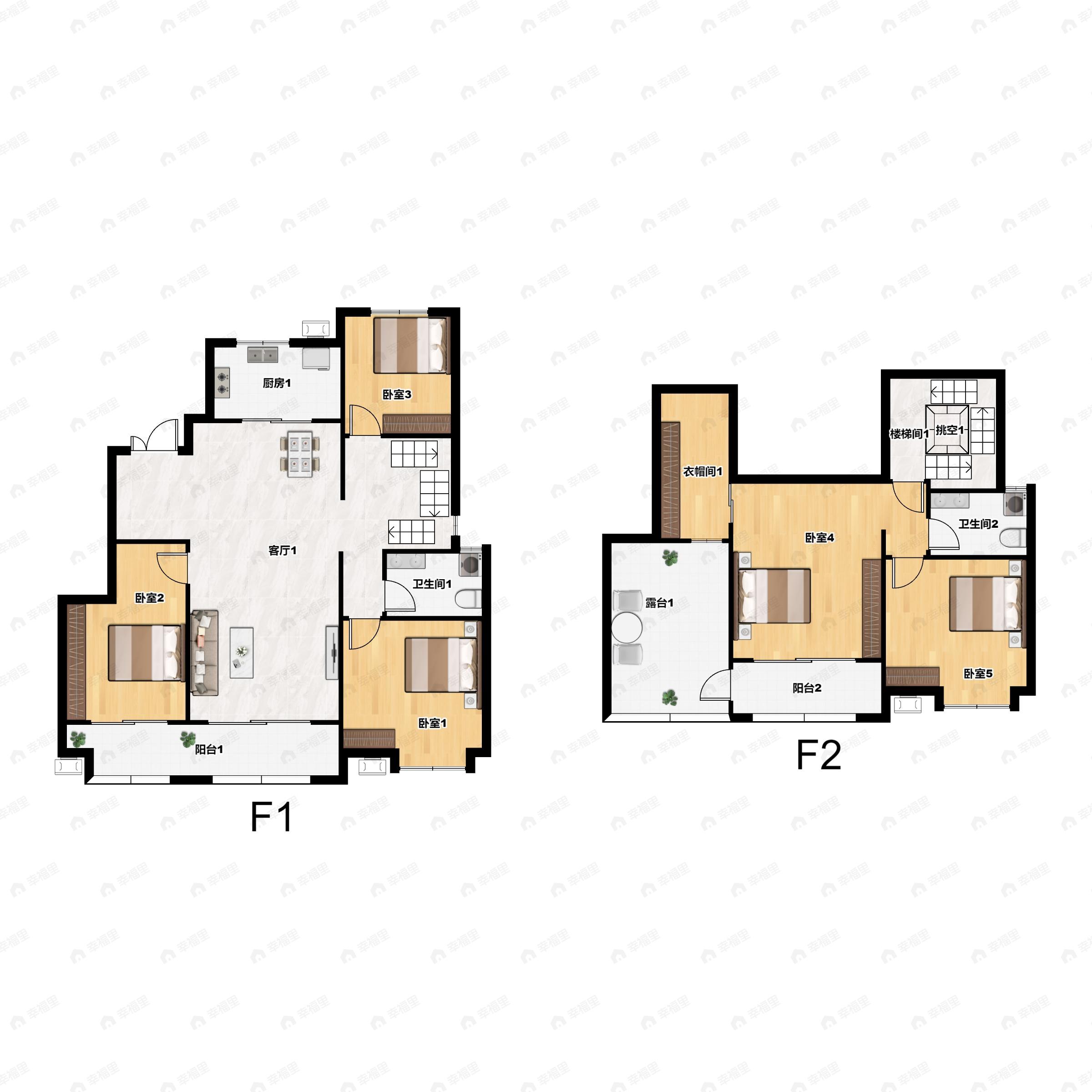 5室2厅2卫建面194平南户型图