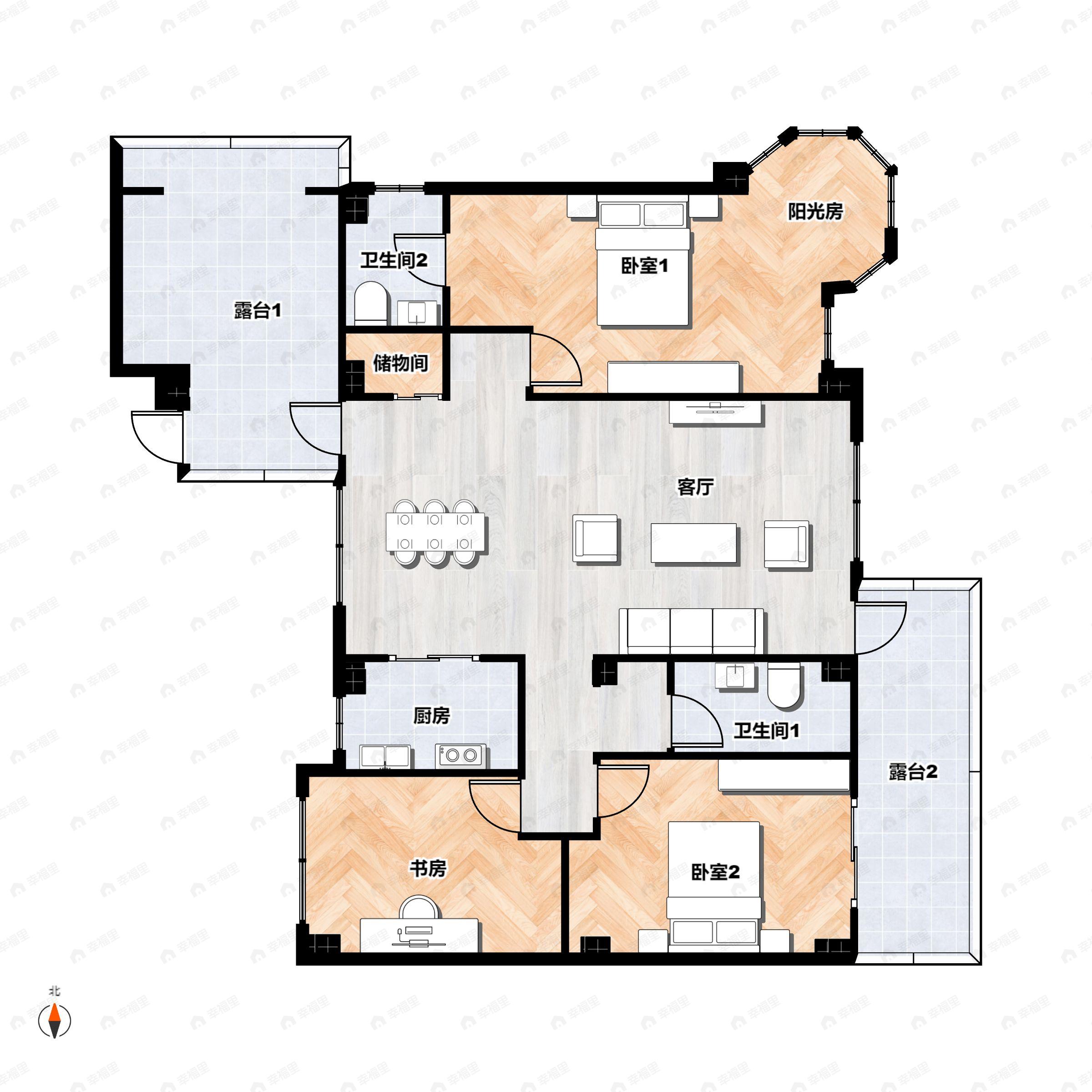 3室2厅2卫建面139平东户型图