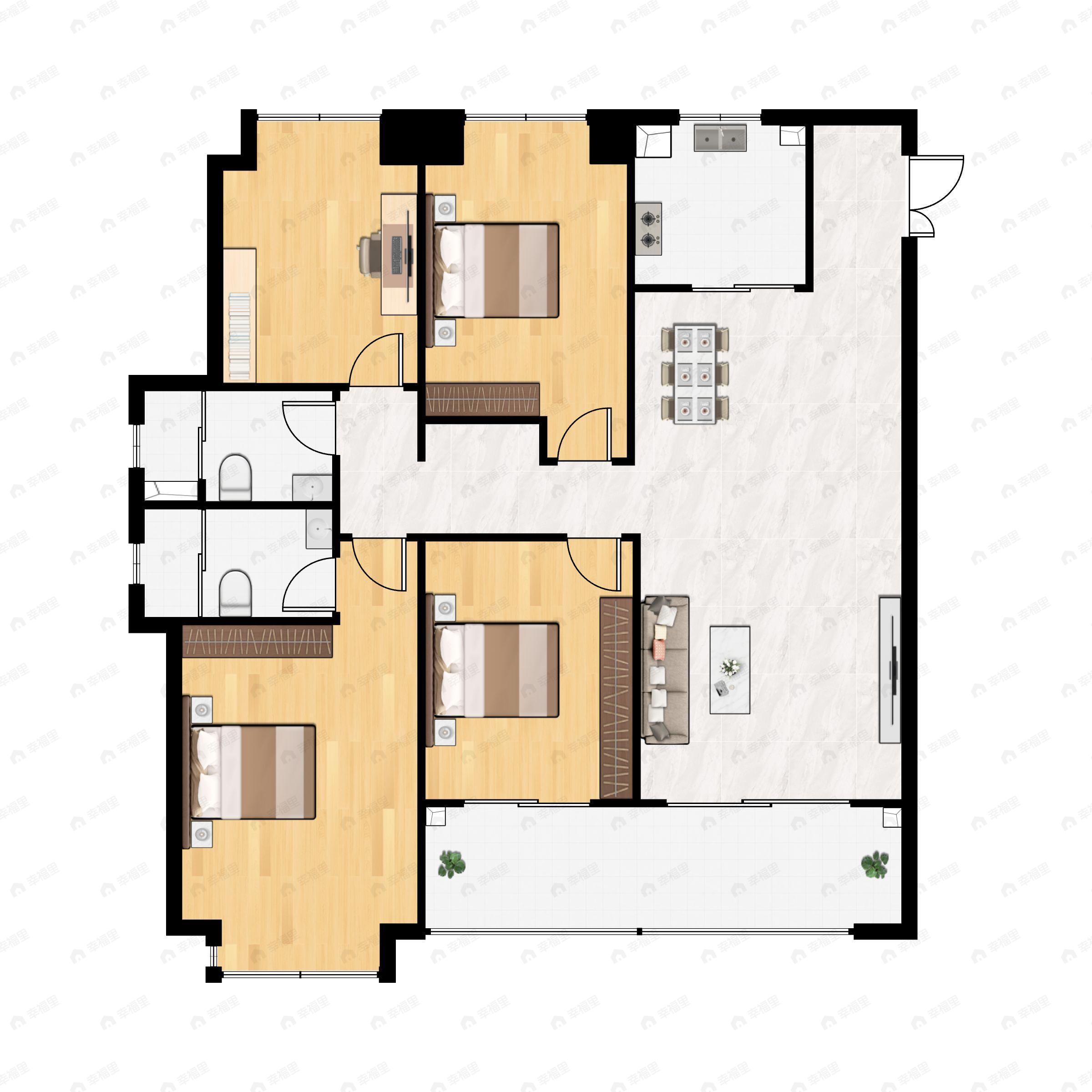 4室2厅2卫建面143平户型图