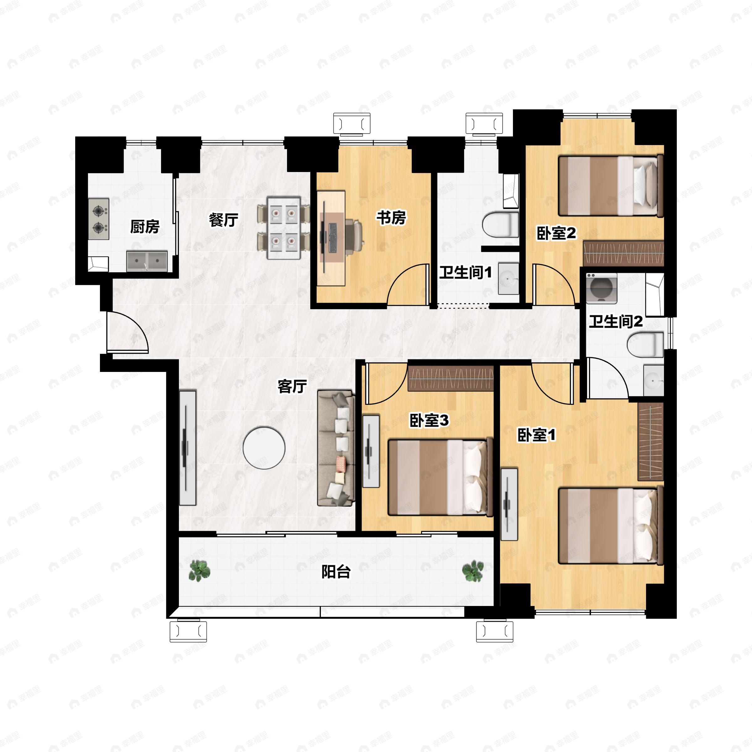 华发公园首府4室2厅2卫户型图