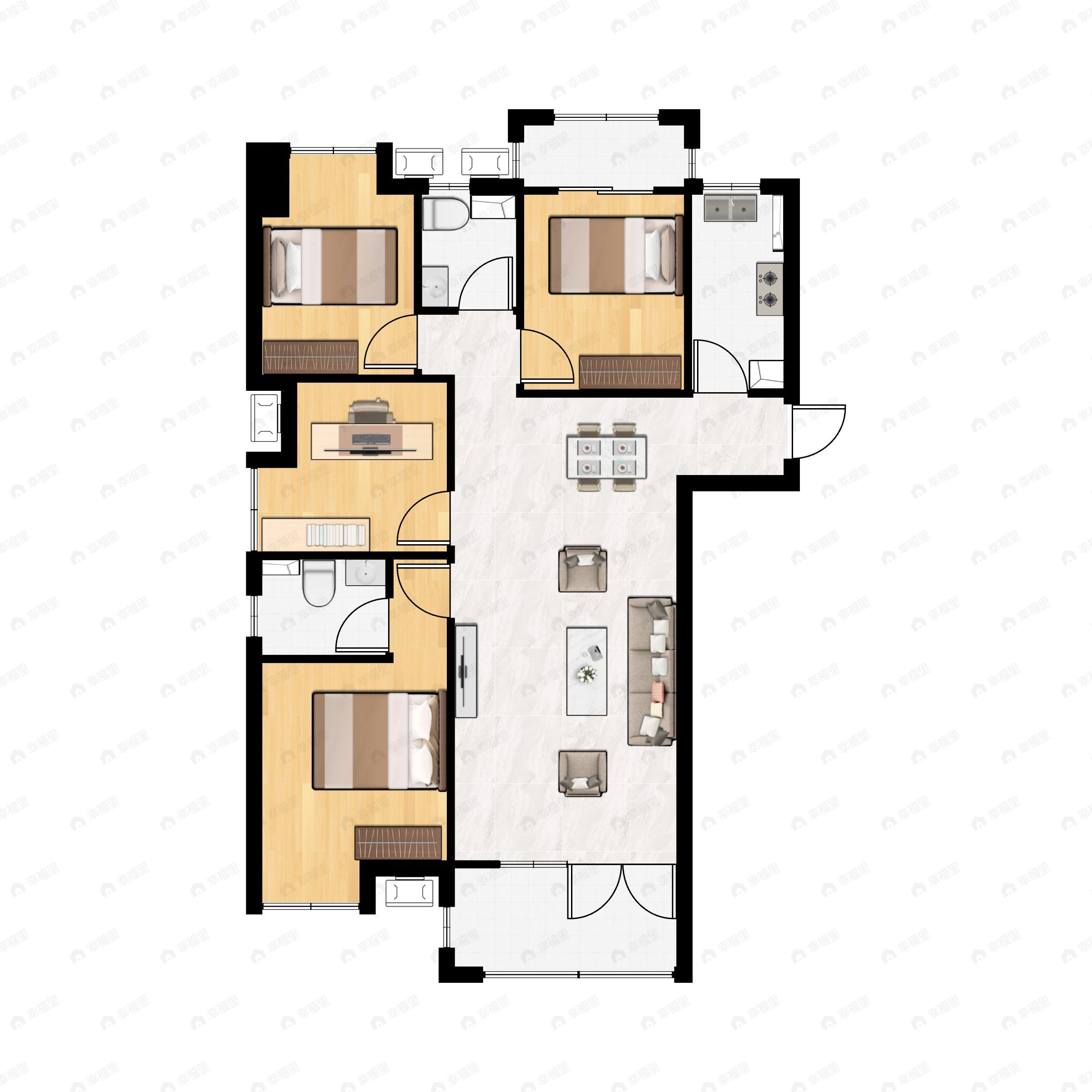 4室2厅2卫建面126平户型图