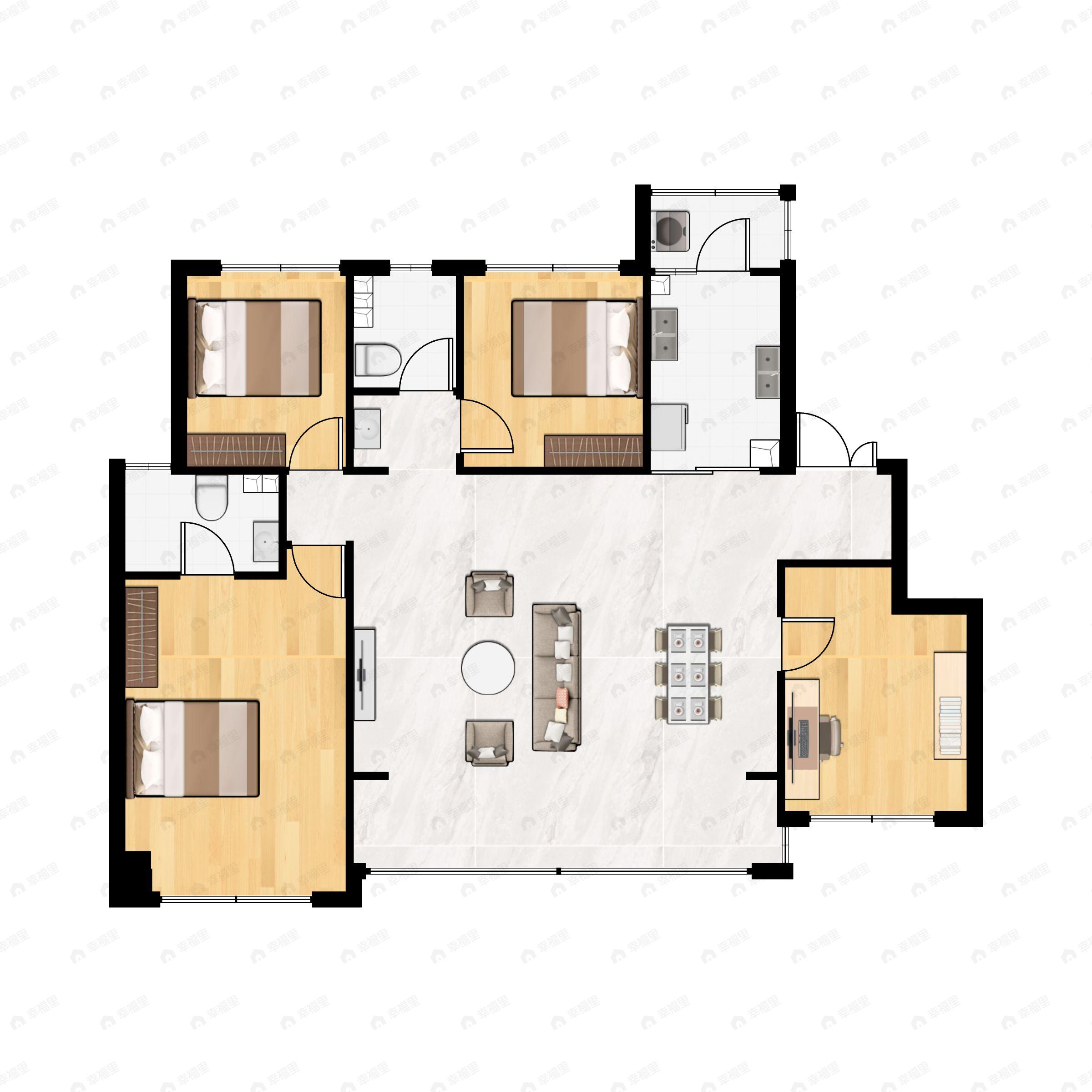 4室2厅2卫建面137平户型图