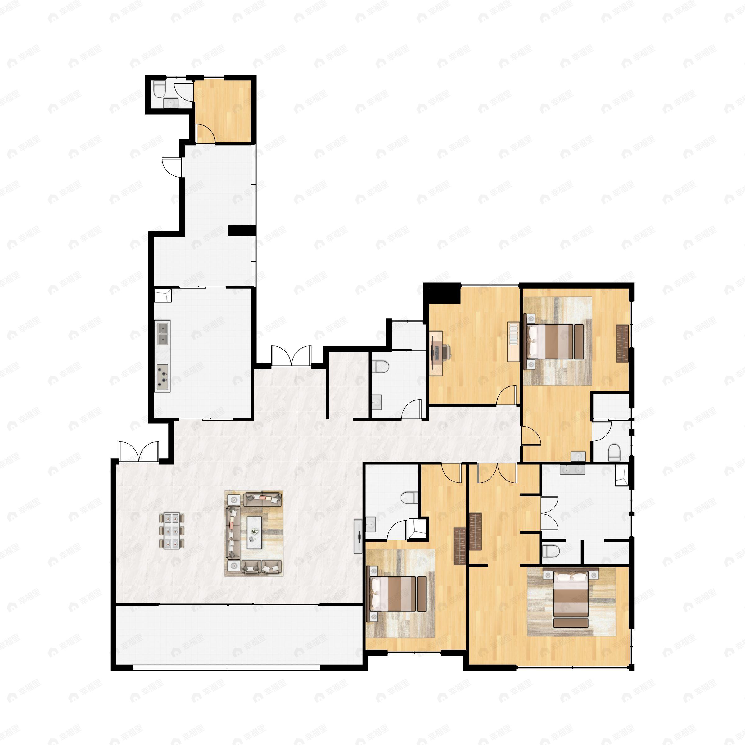 4室2厅4卫建面253平南户型图