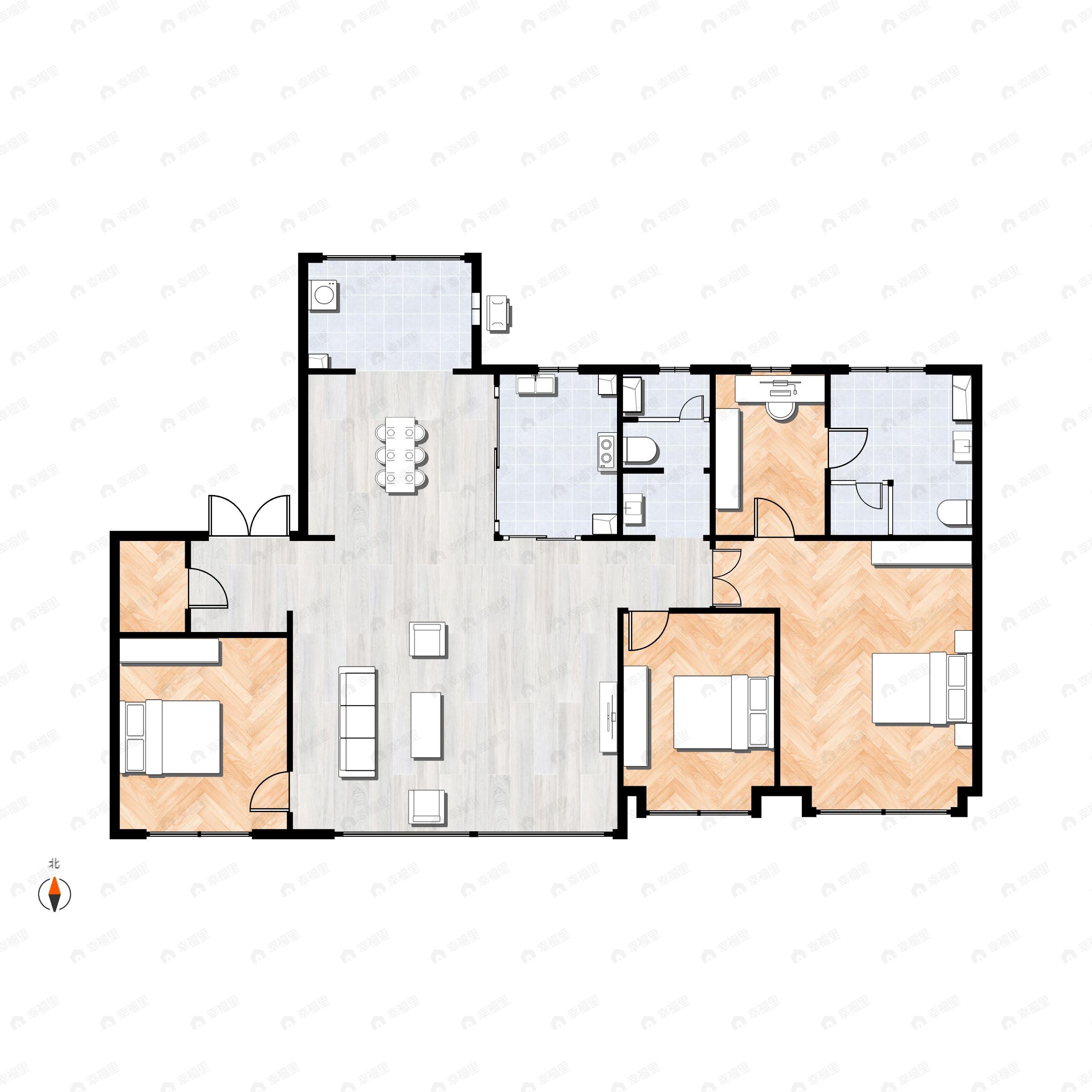 3室2厅2卫建面168平户型图