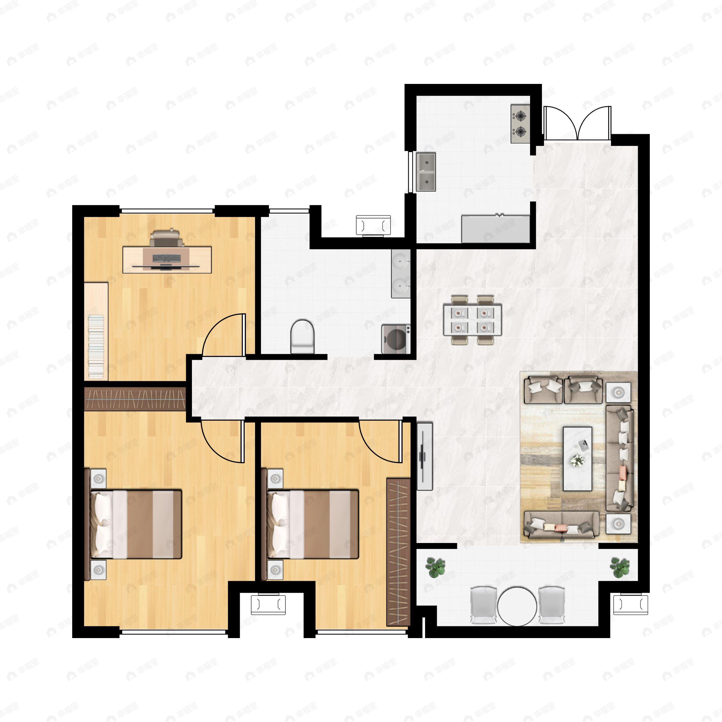 白桦林溪3室2厅1卫户型图