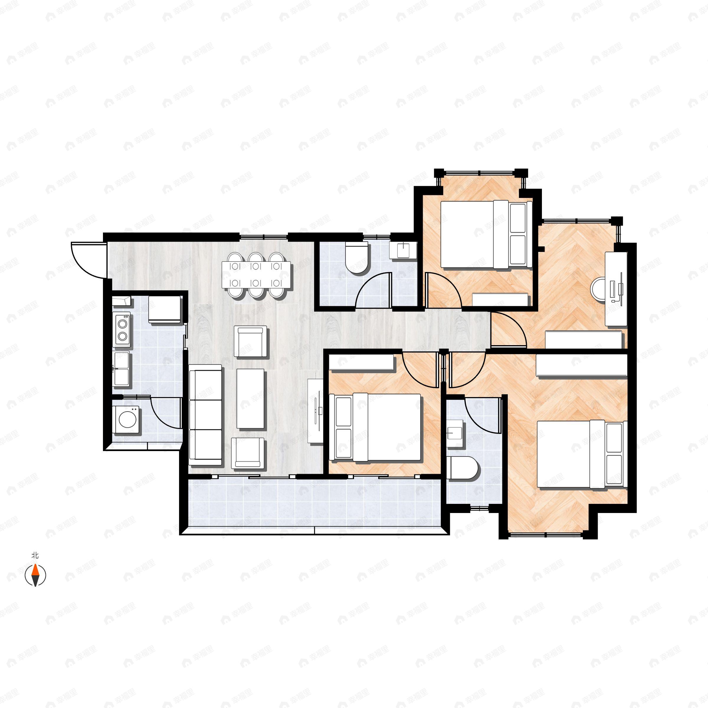 4室2厅2卫建面122平户型图