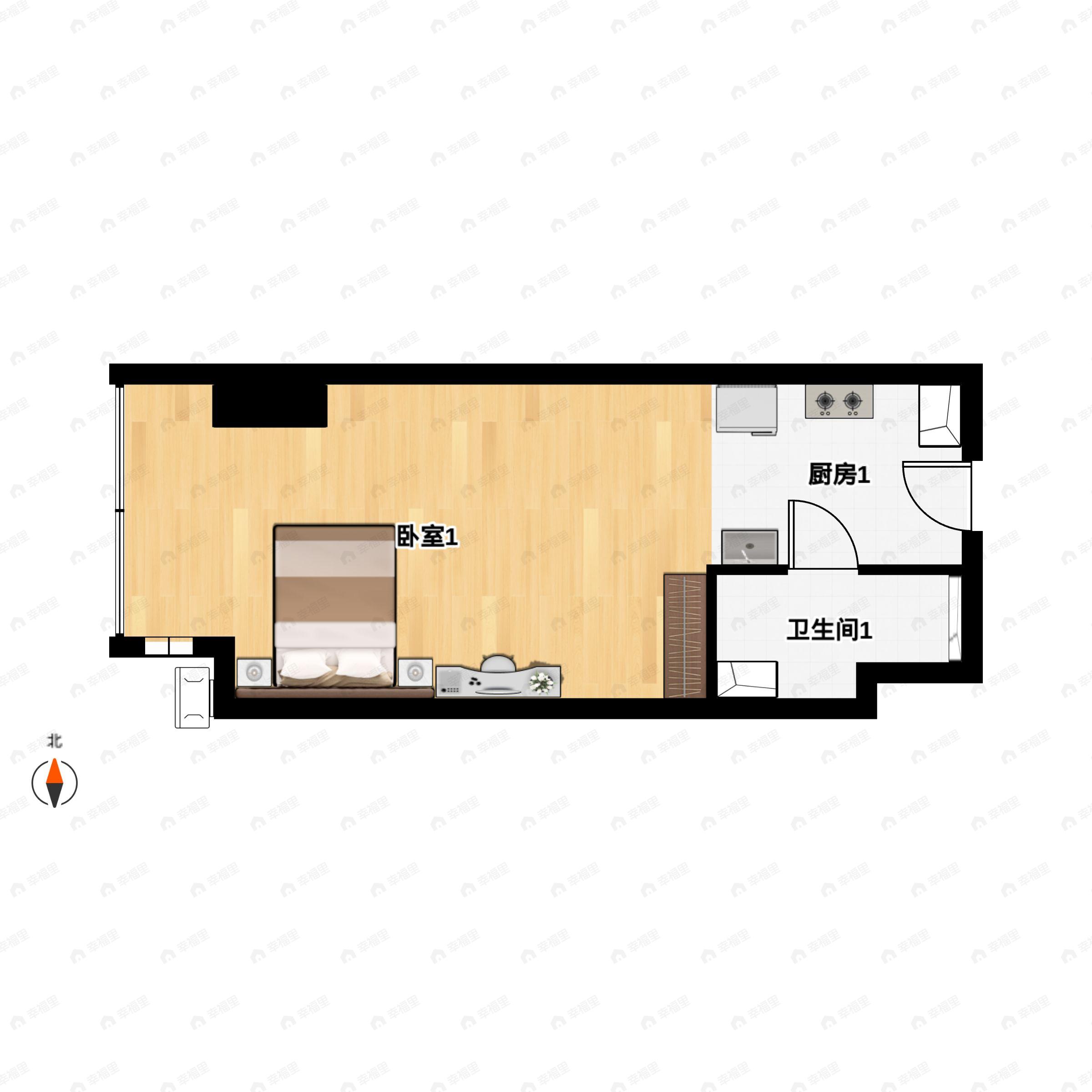1室1厅1卫建面35平户型图