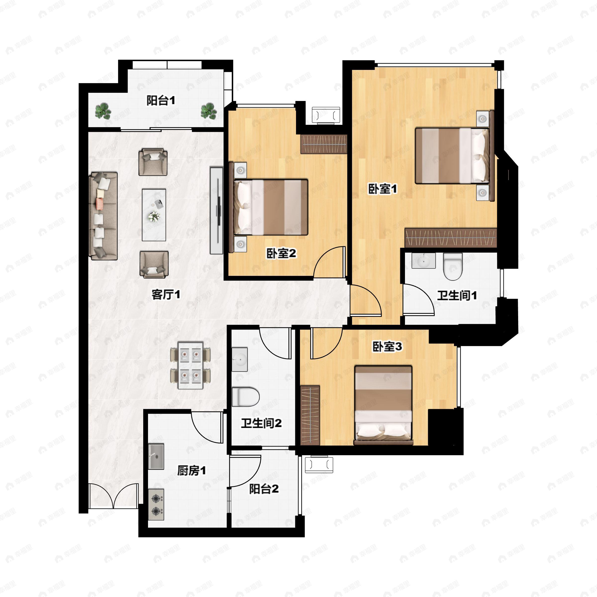 合谊万璟台3室2厅2卫户型图