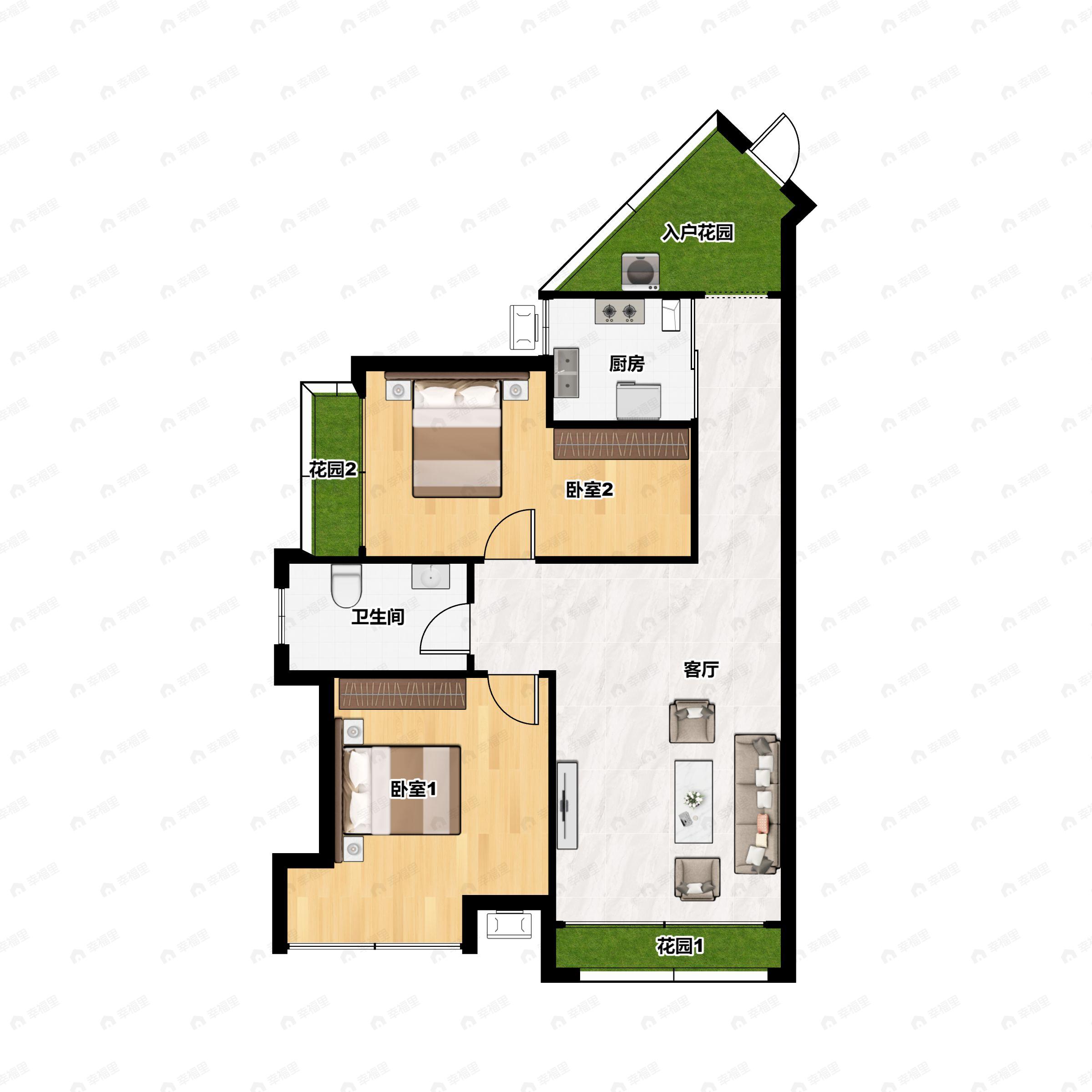 3室2厅1卫建面79平南户型图