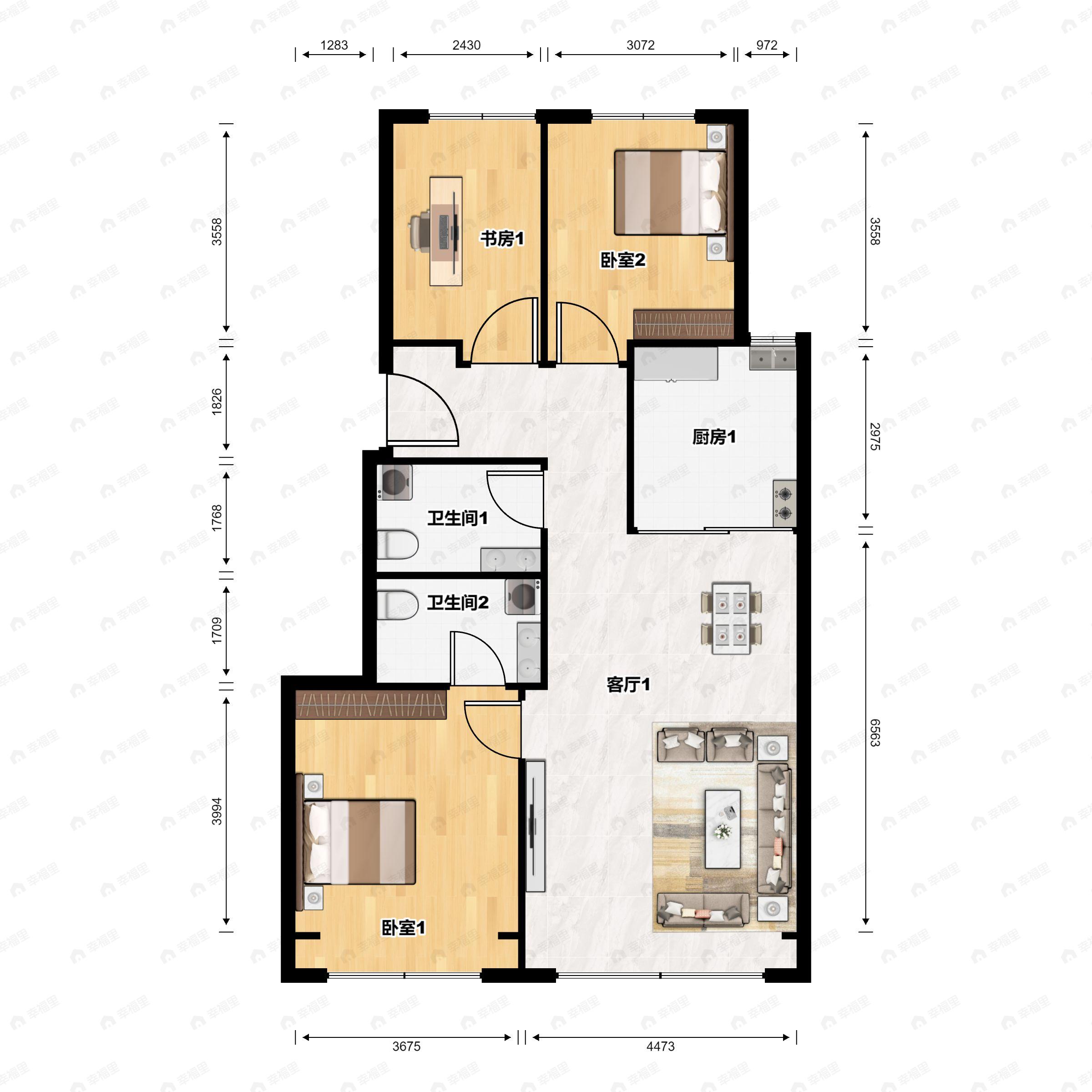 和光煦境3室2厅2卫户型图