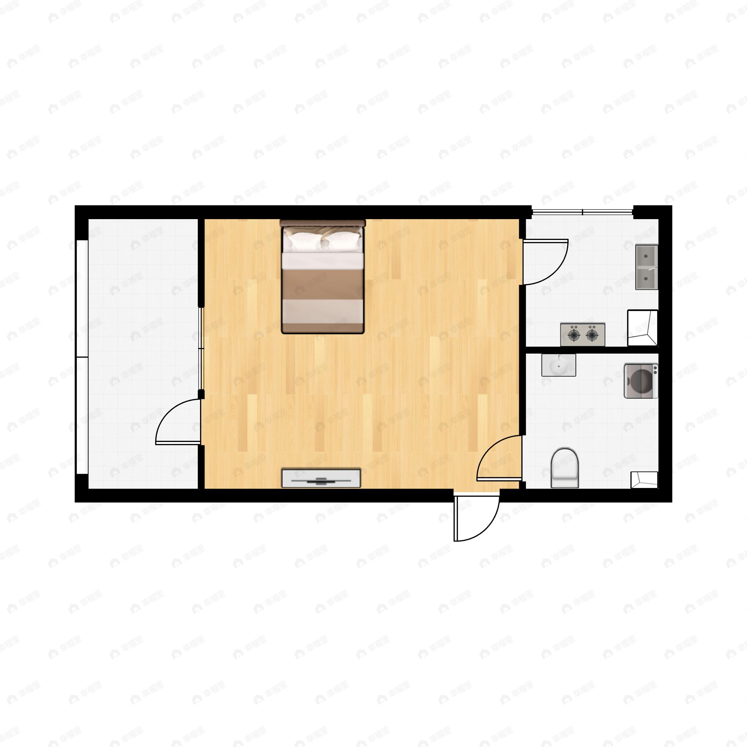 1室1厅1卫建面39平户型图