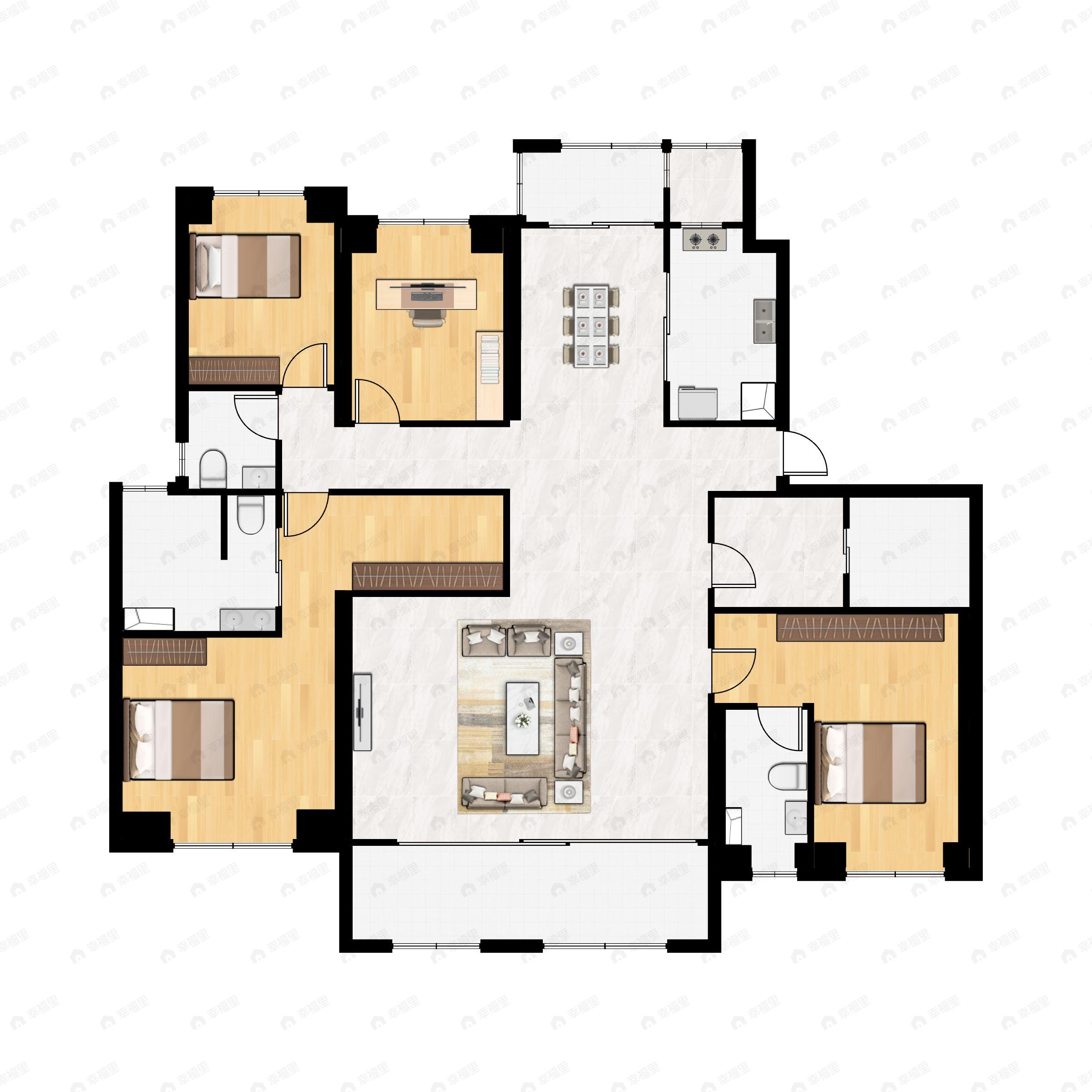 4室2厅3卫建面240平户型图