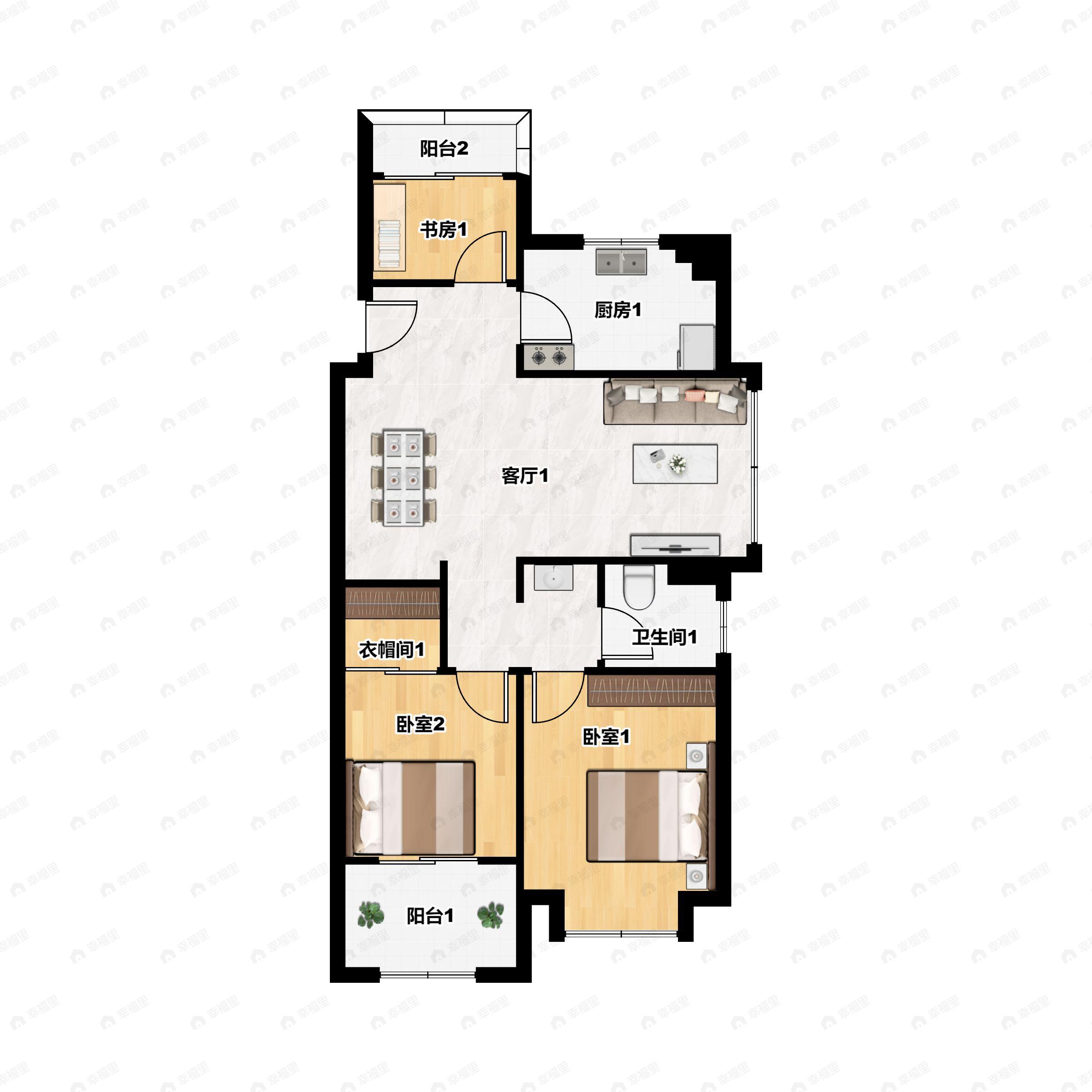 同润欣汇名邸3室2厅1卫户型图