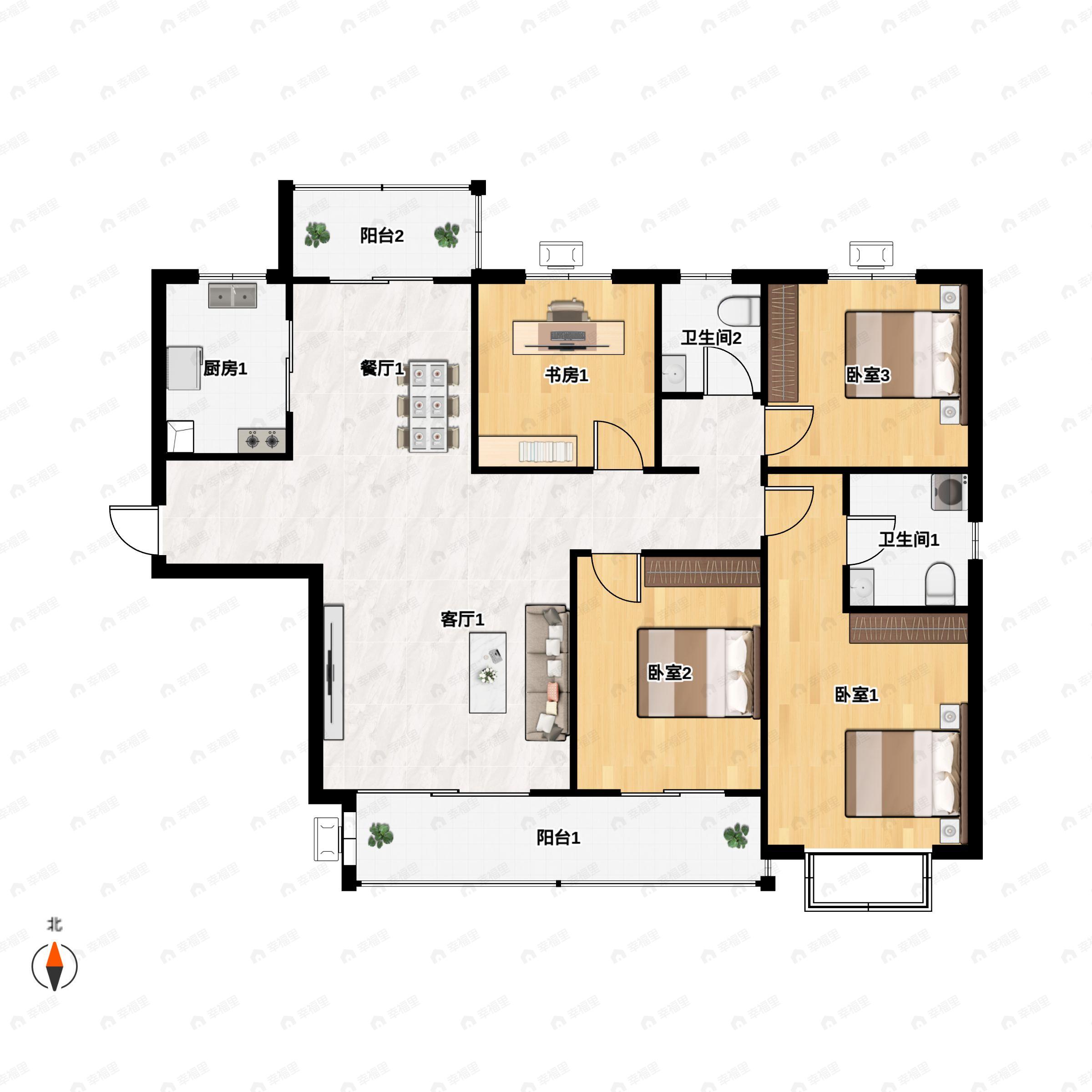 麓湖半岛4室2厅2卫户型图