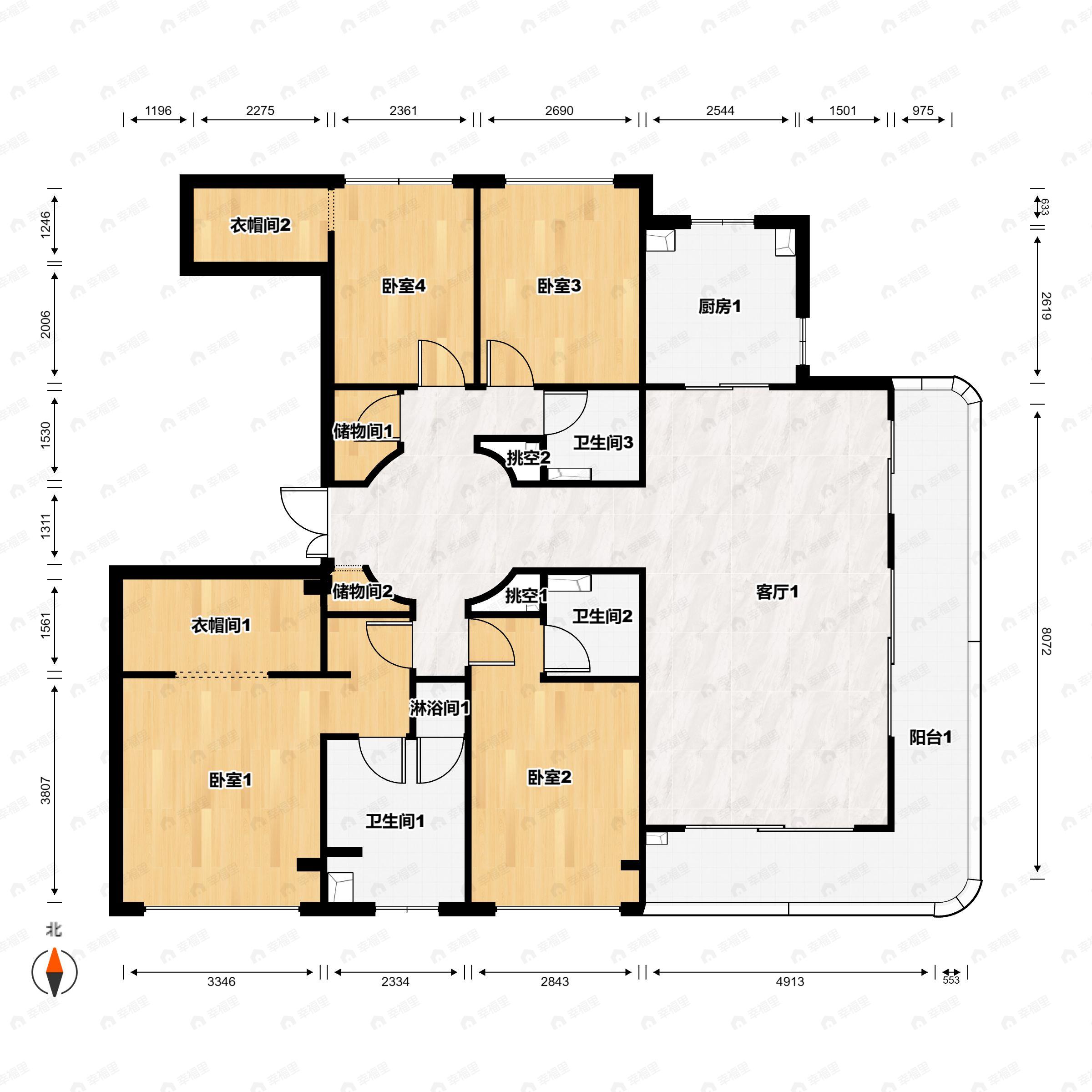 翠礼峰天玺4室2厅3卫户型图