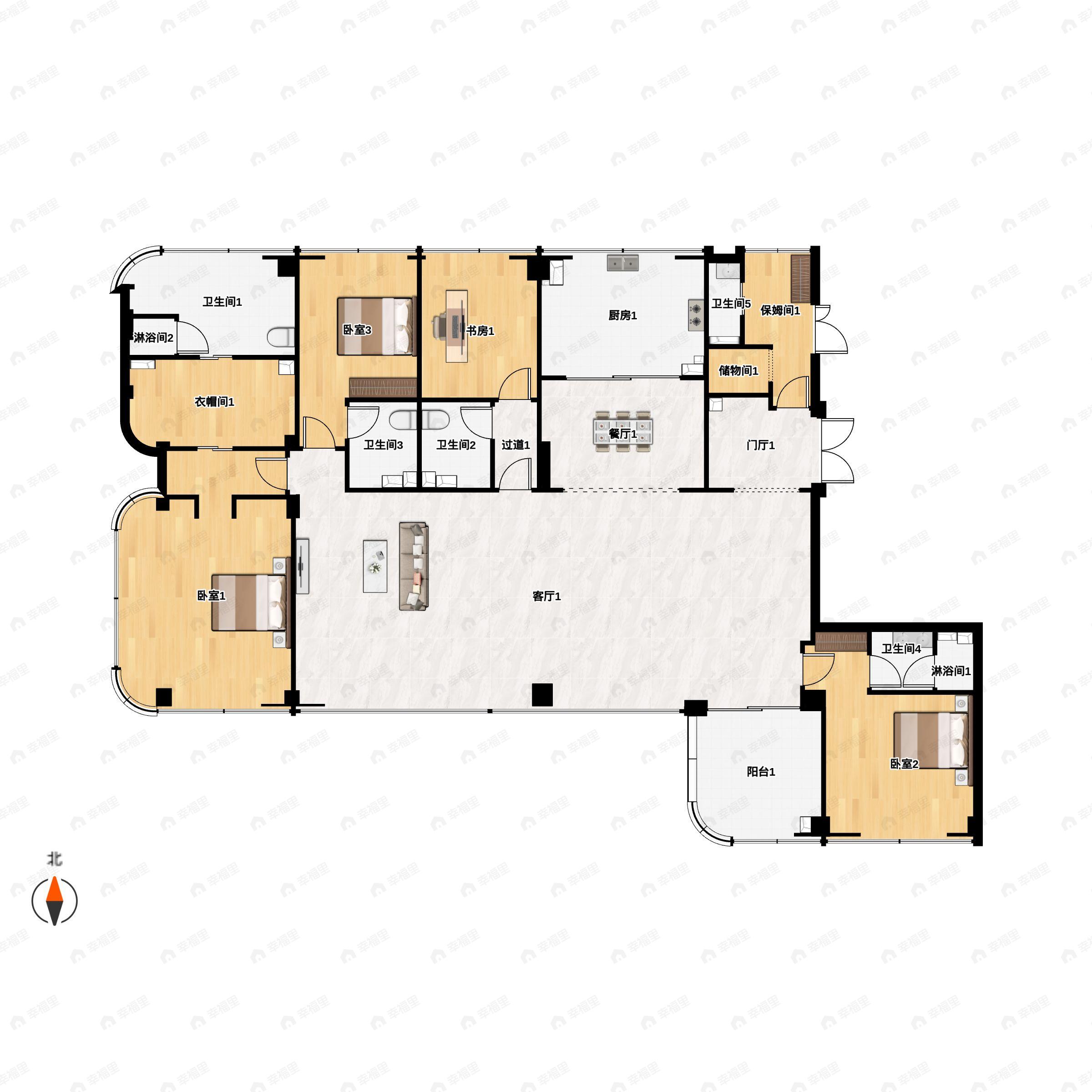 5室2厅5卫建面350平户型图