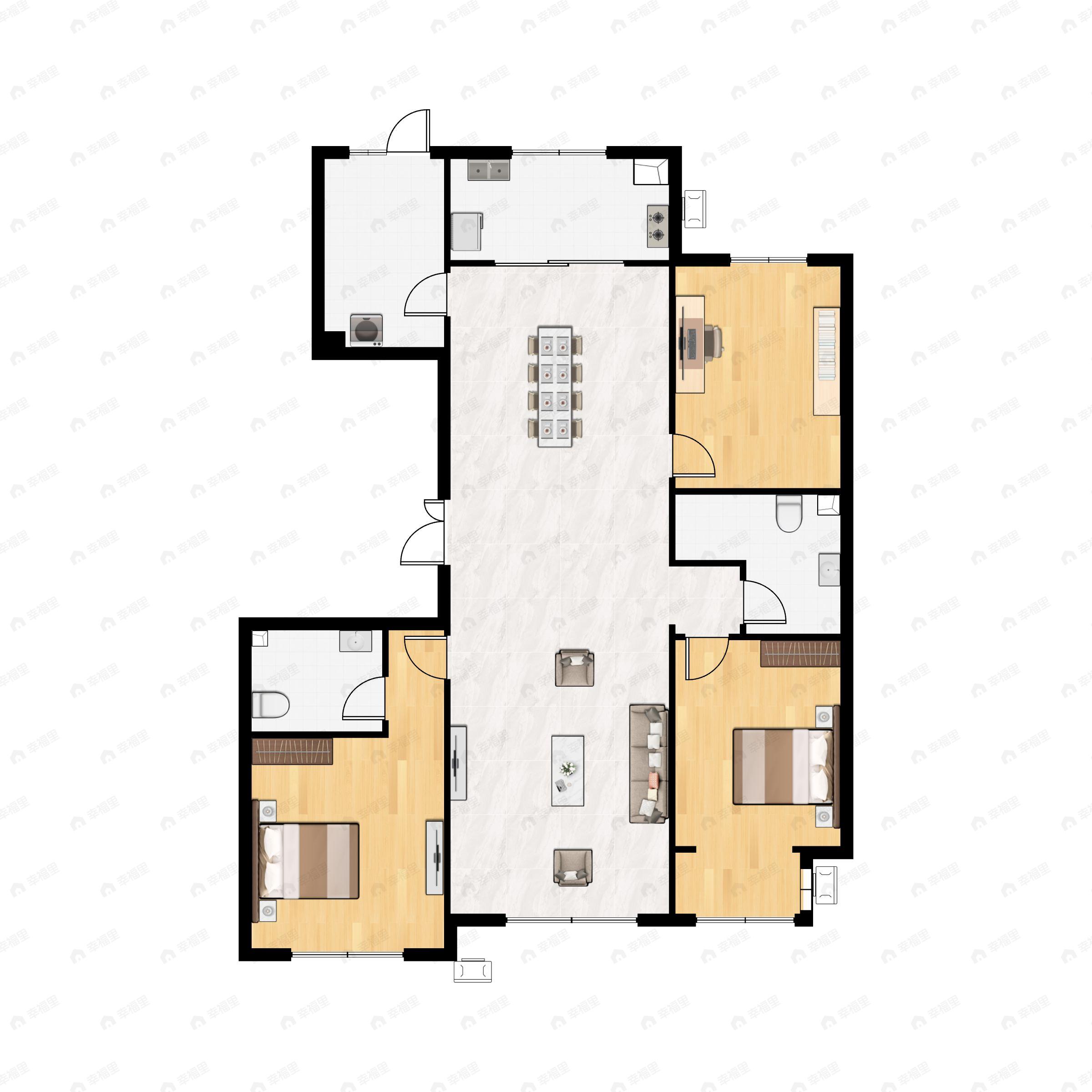 4室2厅2卫建面155平户型图