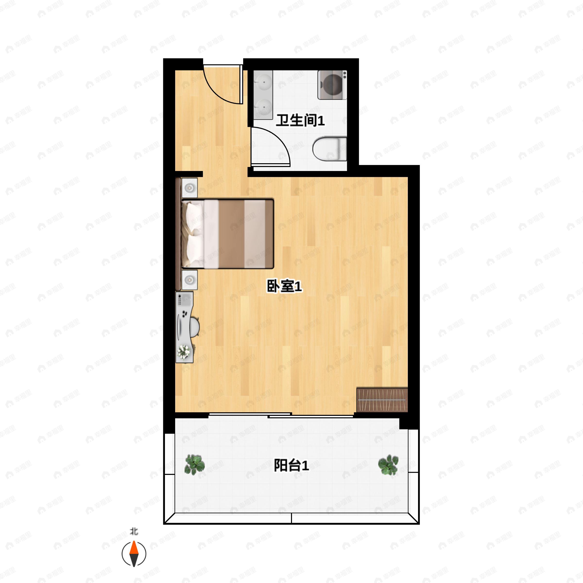 鹤鸣青云墅1室1卫户型图