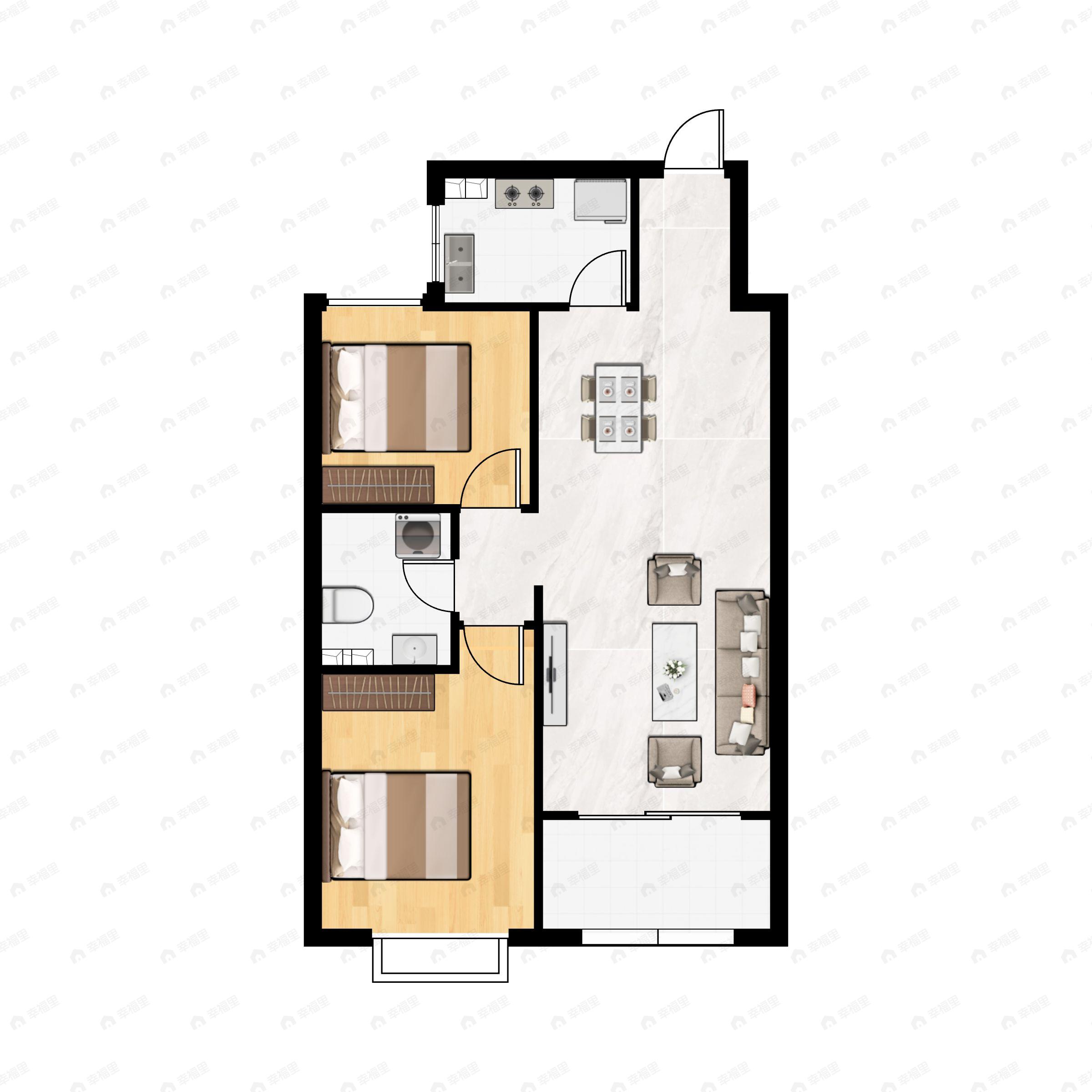 2室2厅1卫建面88平户型图