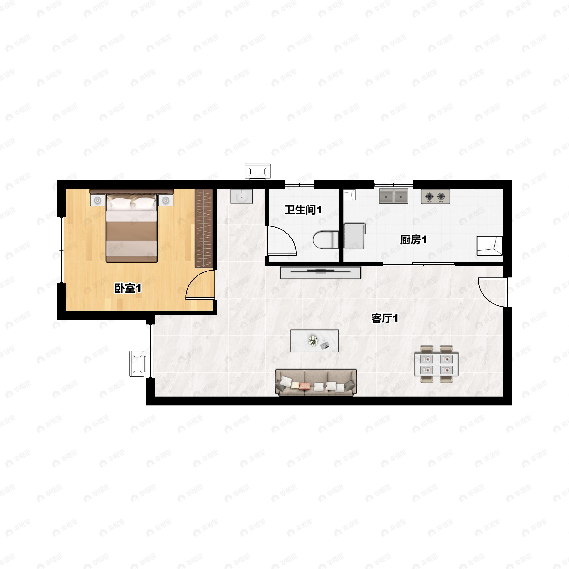 名门橙邦1室2厅1卫户型图