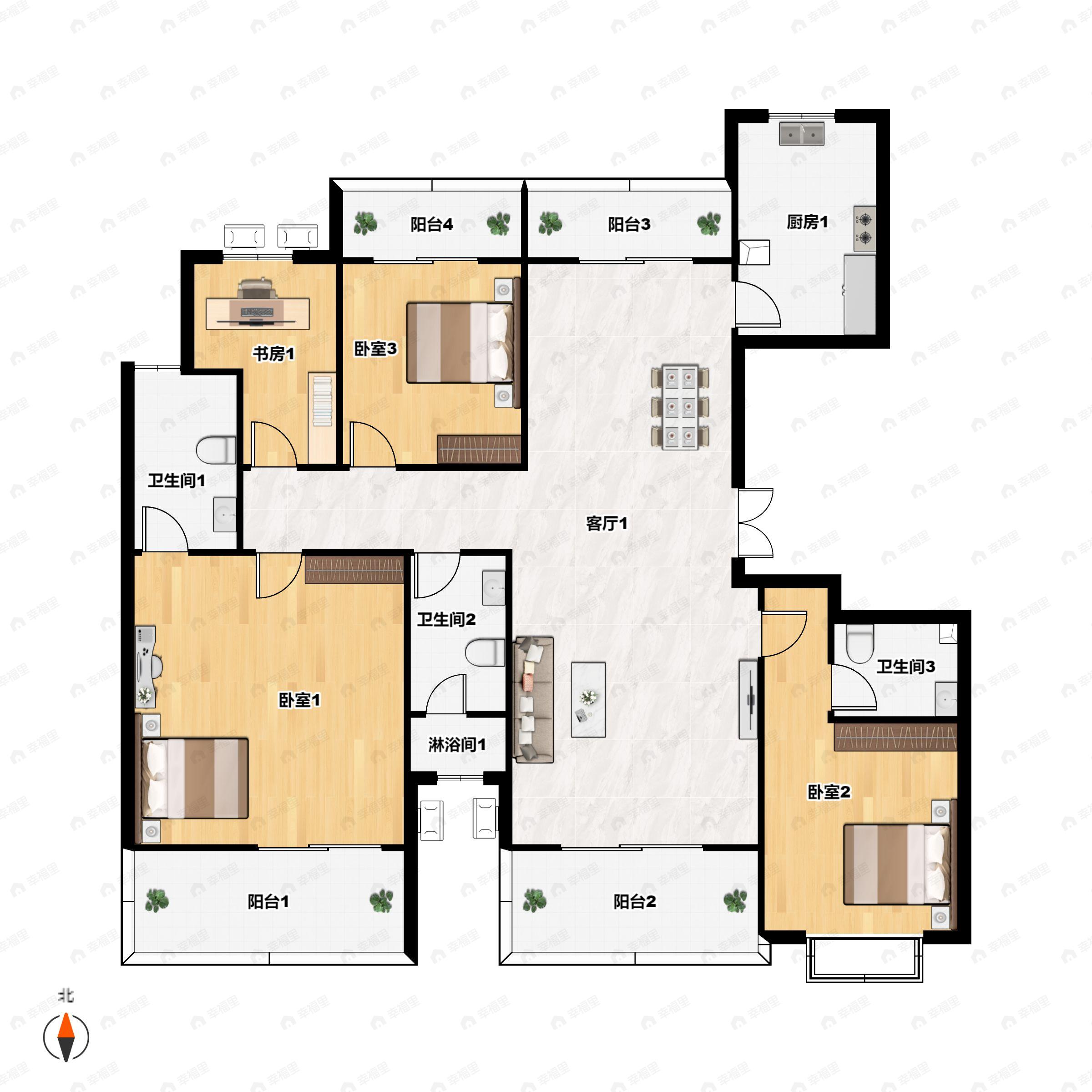 黄金嘉境4室2厅3卫户型图