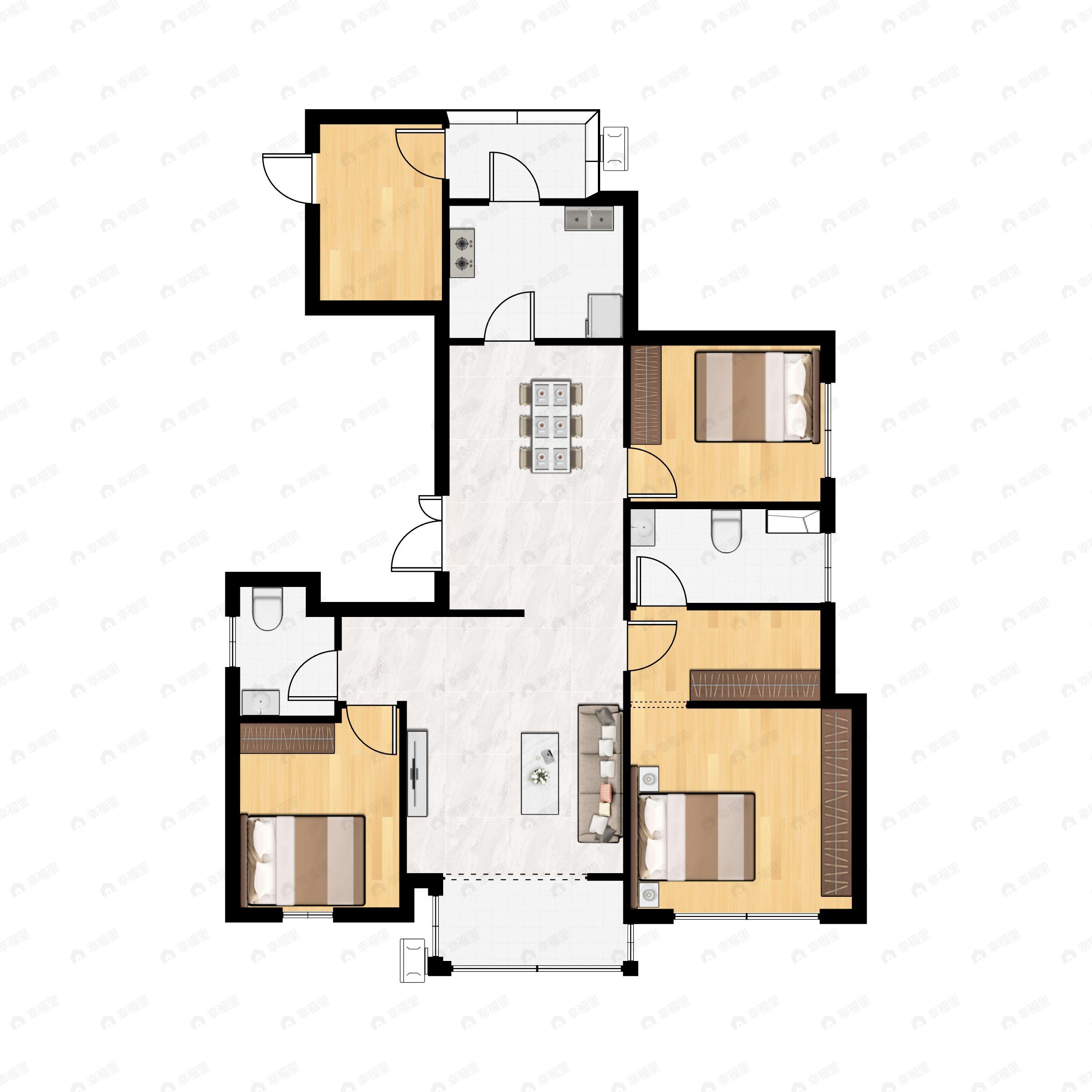 3室2厅2卫建面140平户型图