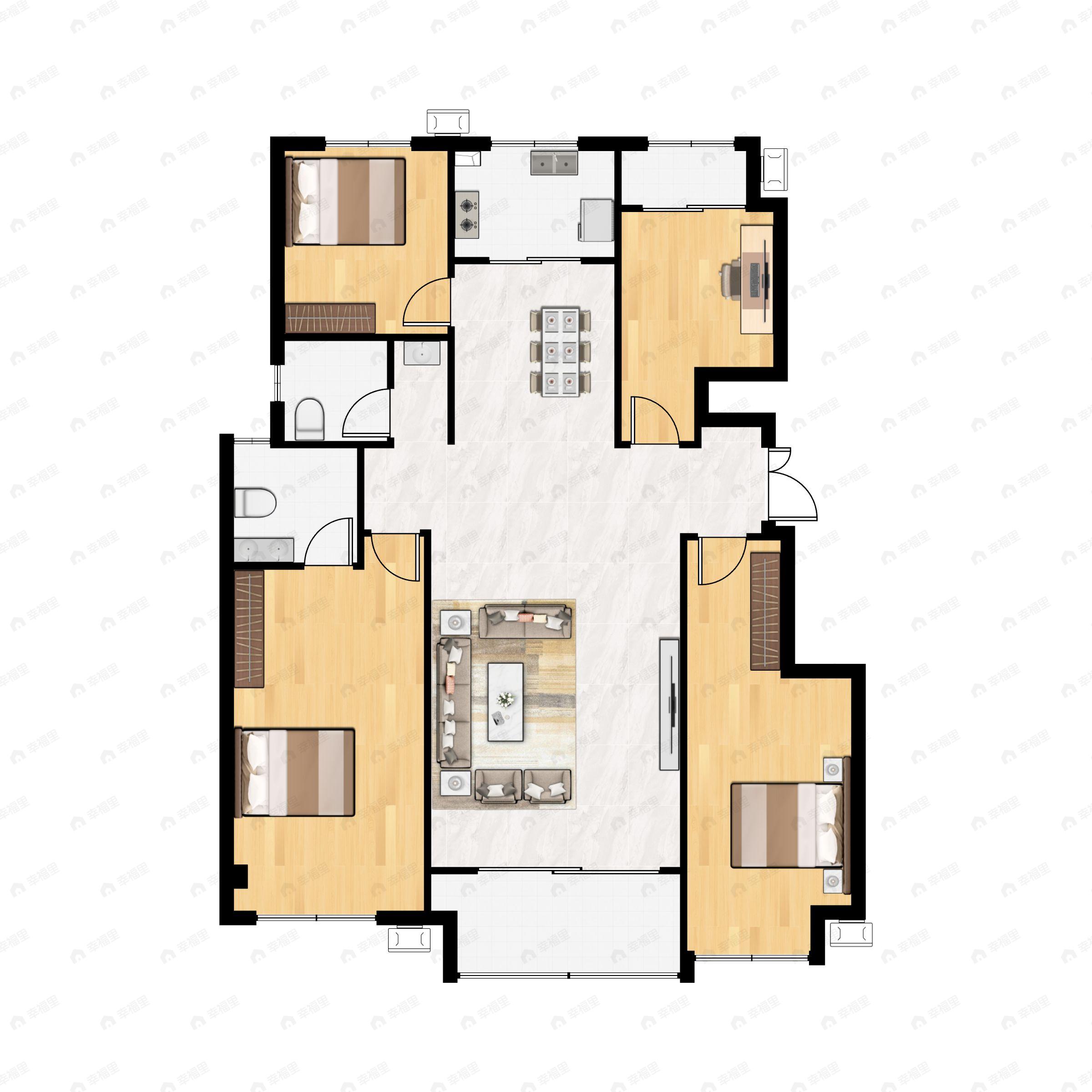4室2厅2卫建面143平南户型图