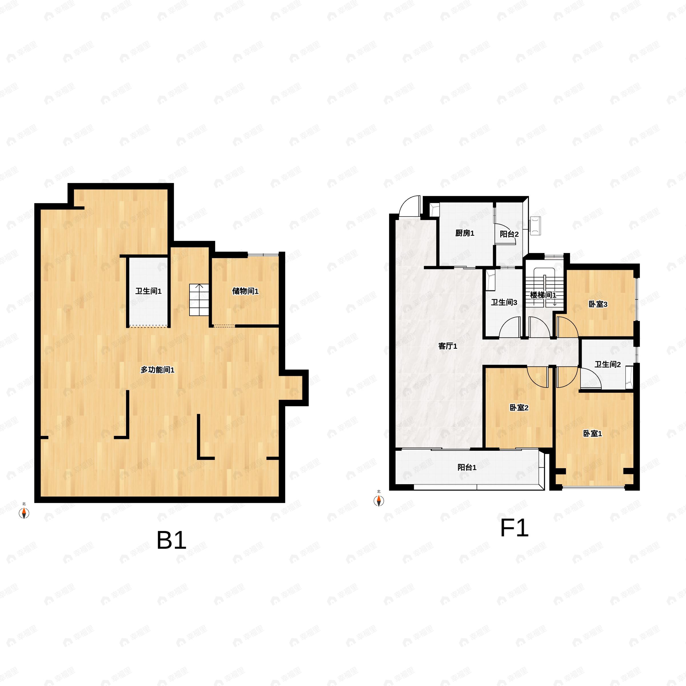 3室2厅2卫建面280m²南户型图