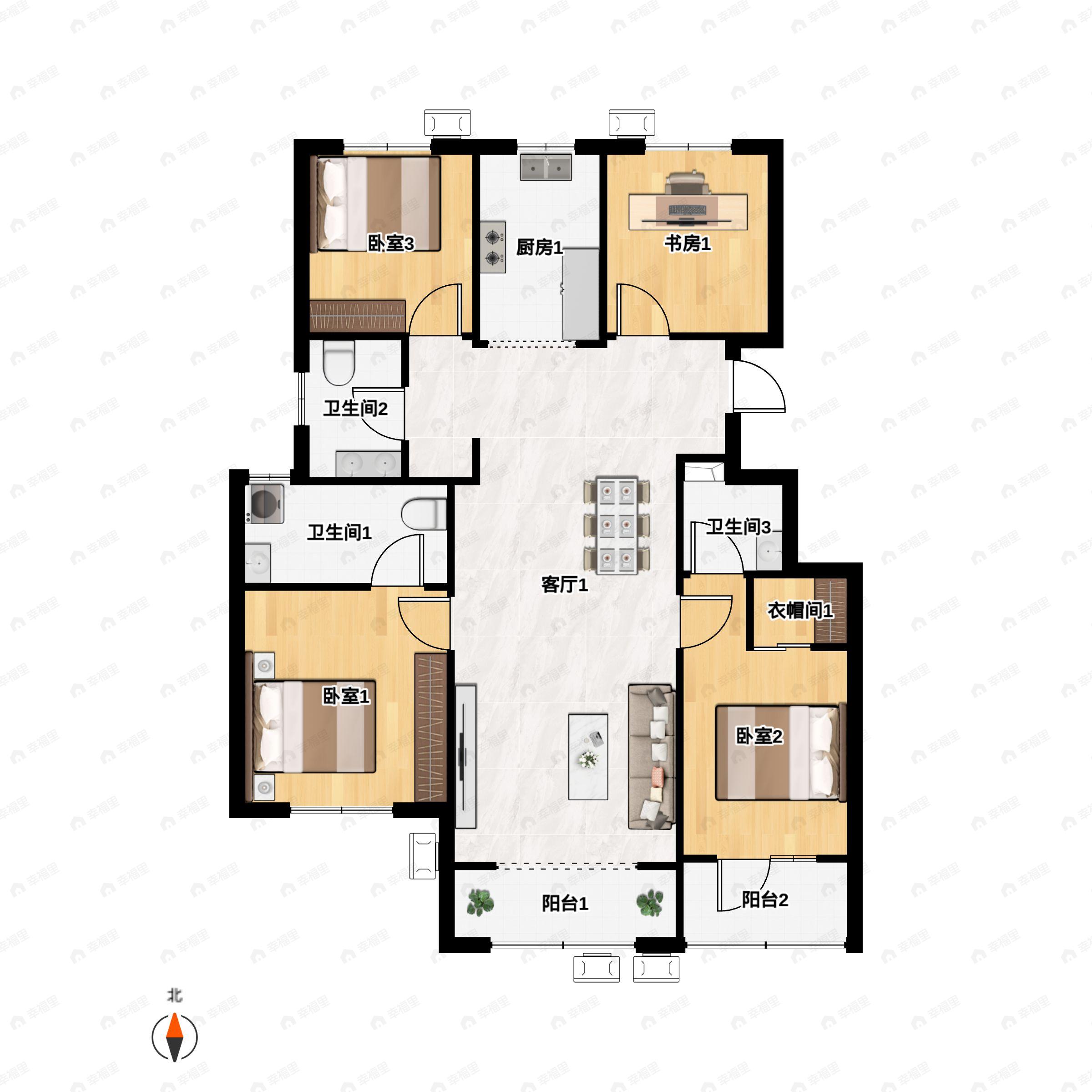 白石山居茂华园4室2厅3卫户型图