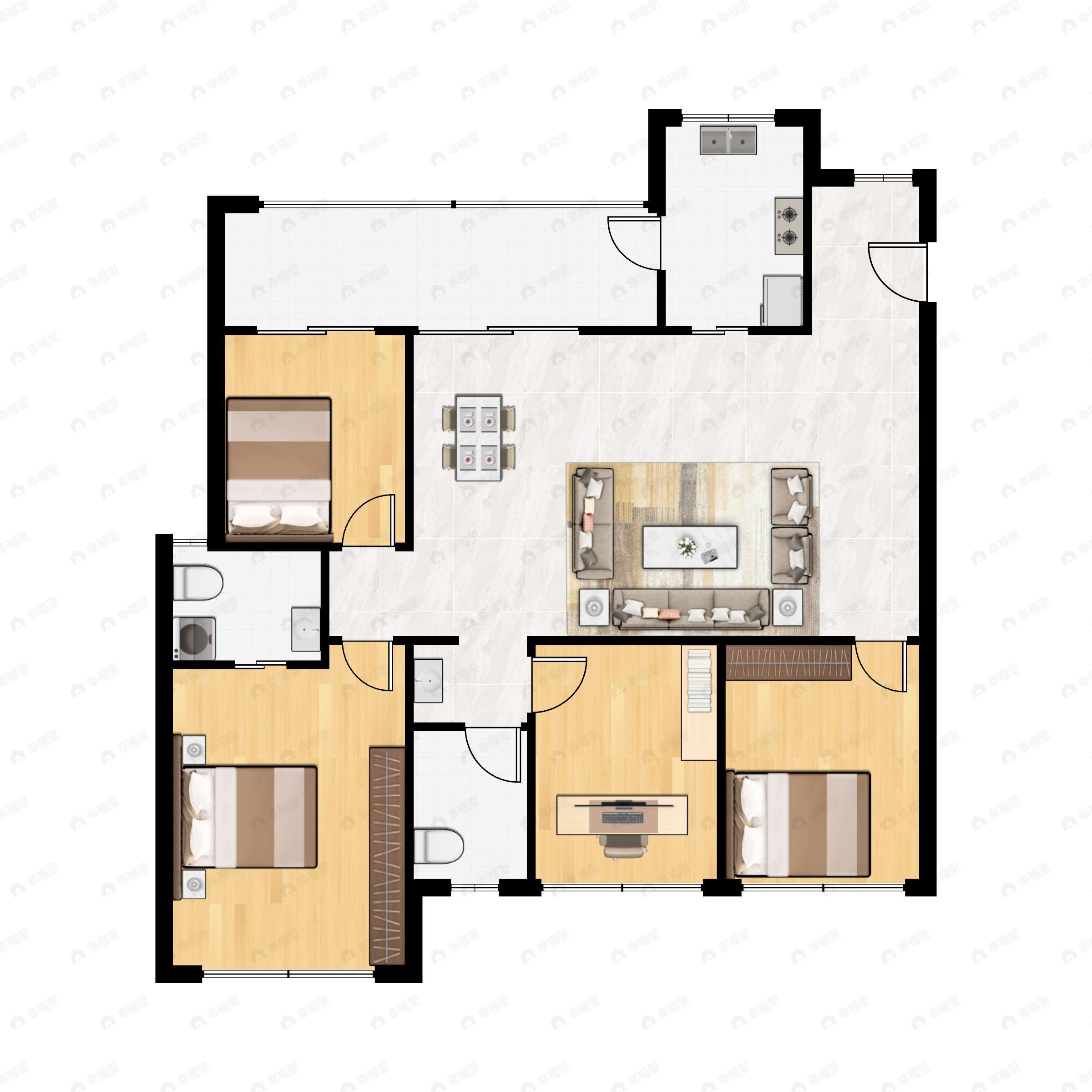 4室2厅2卫建面123平西户型图