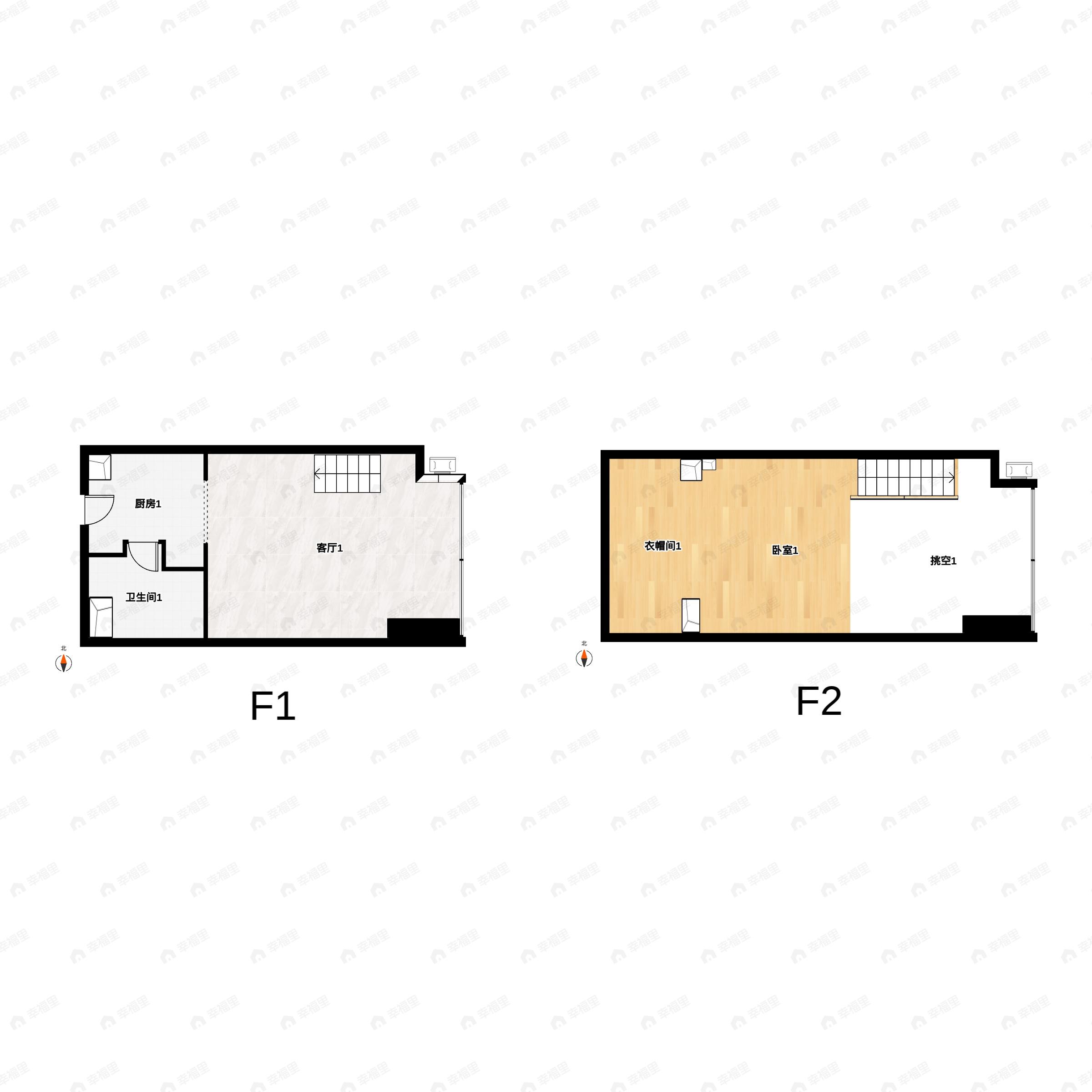 1室1厅1卫建面53平户型图