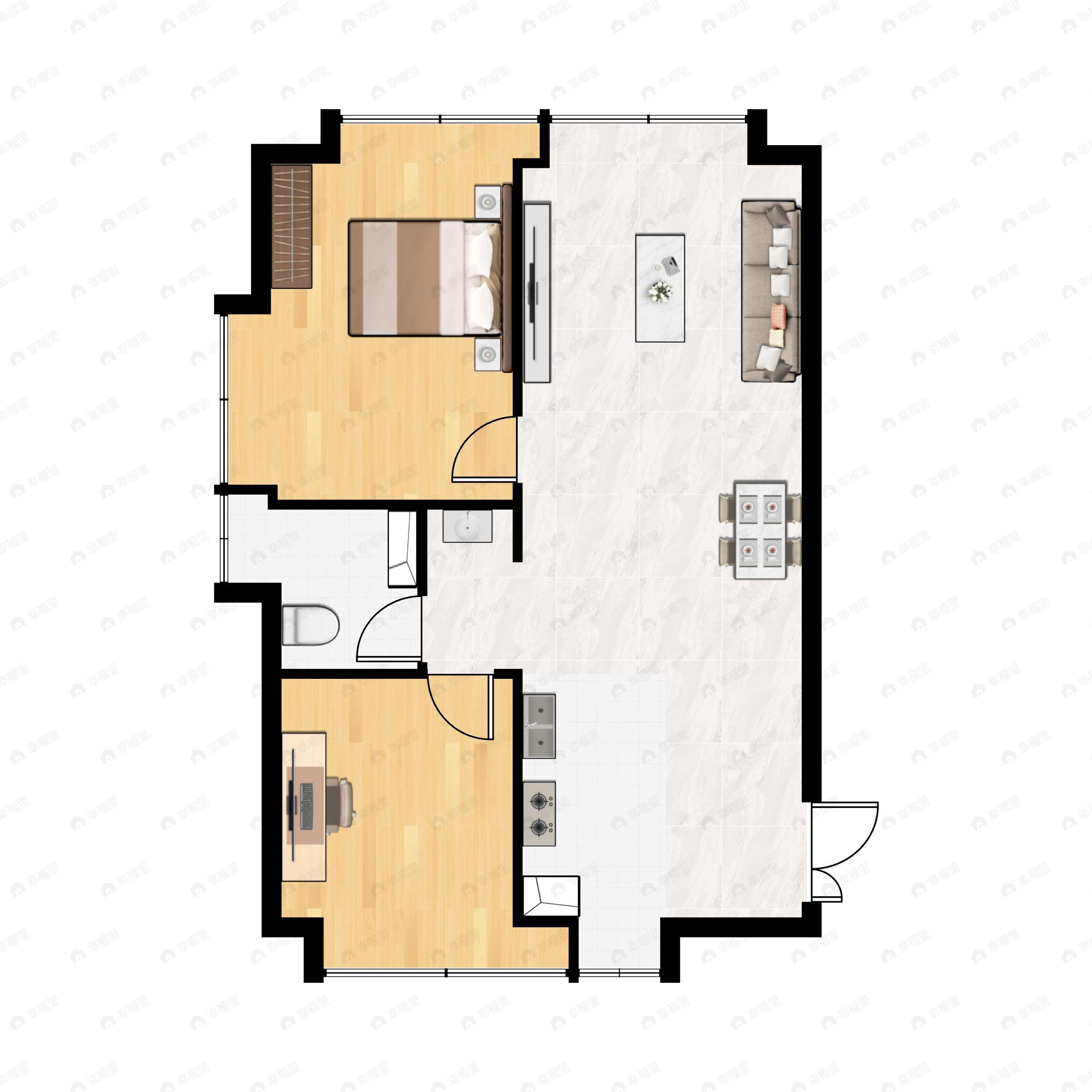 万科天地2室2厅1卫户型图