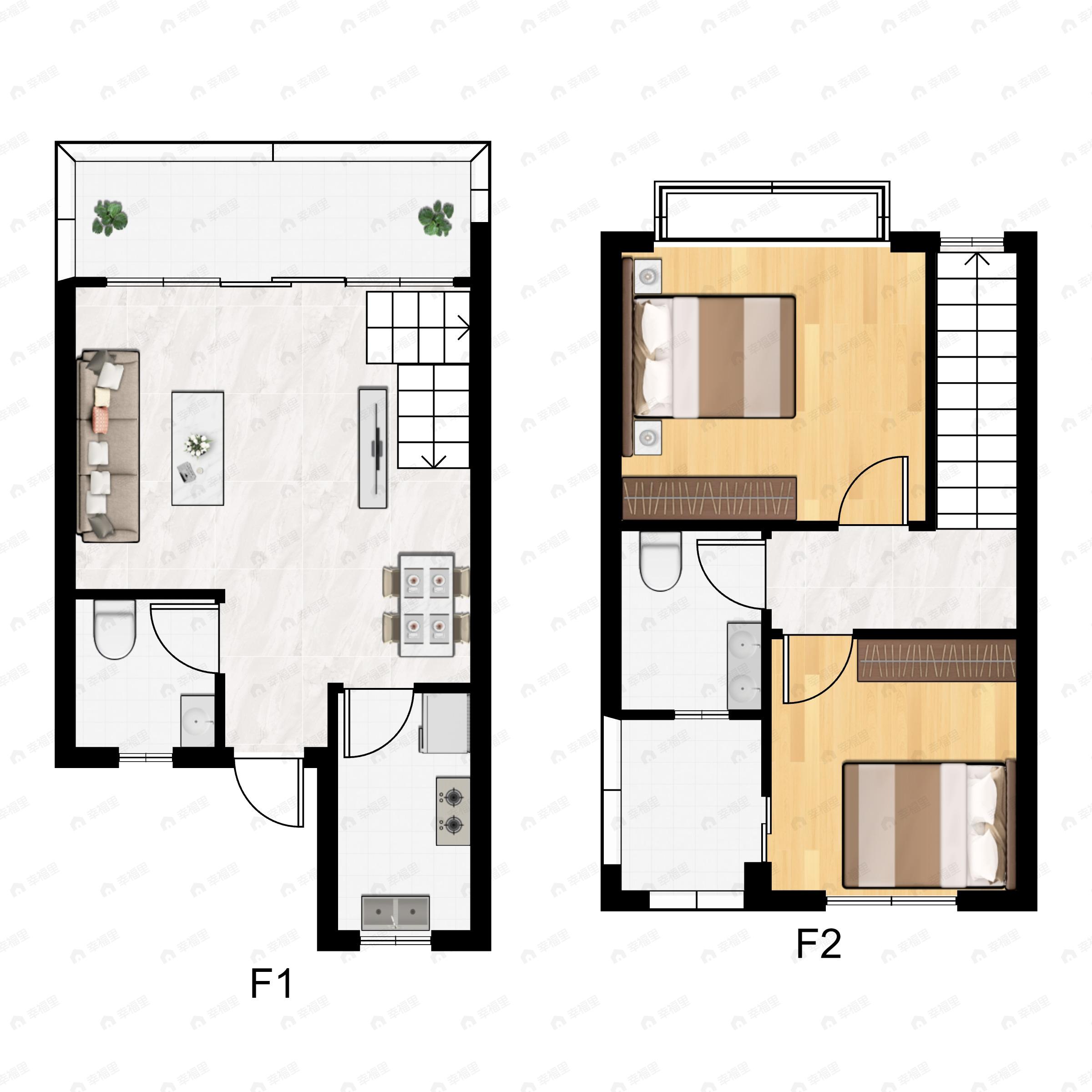 福星惠誉青城府2室2厅2卫户型图