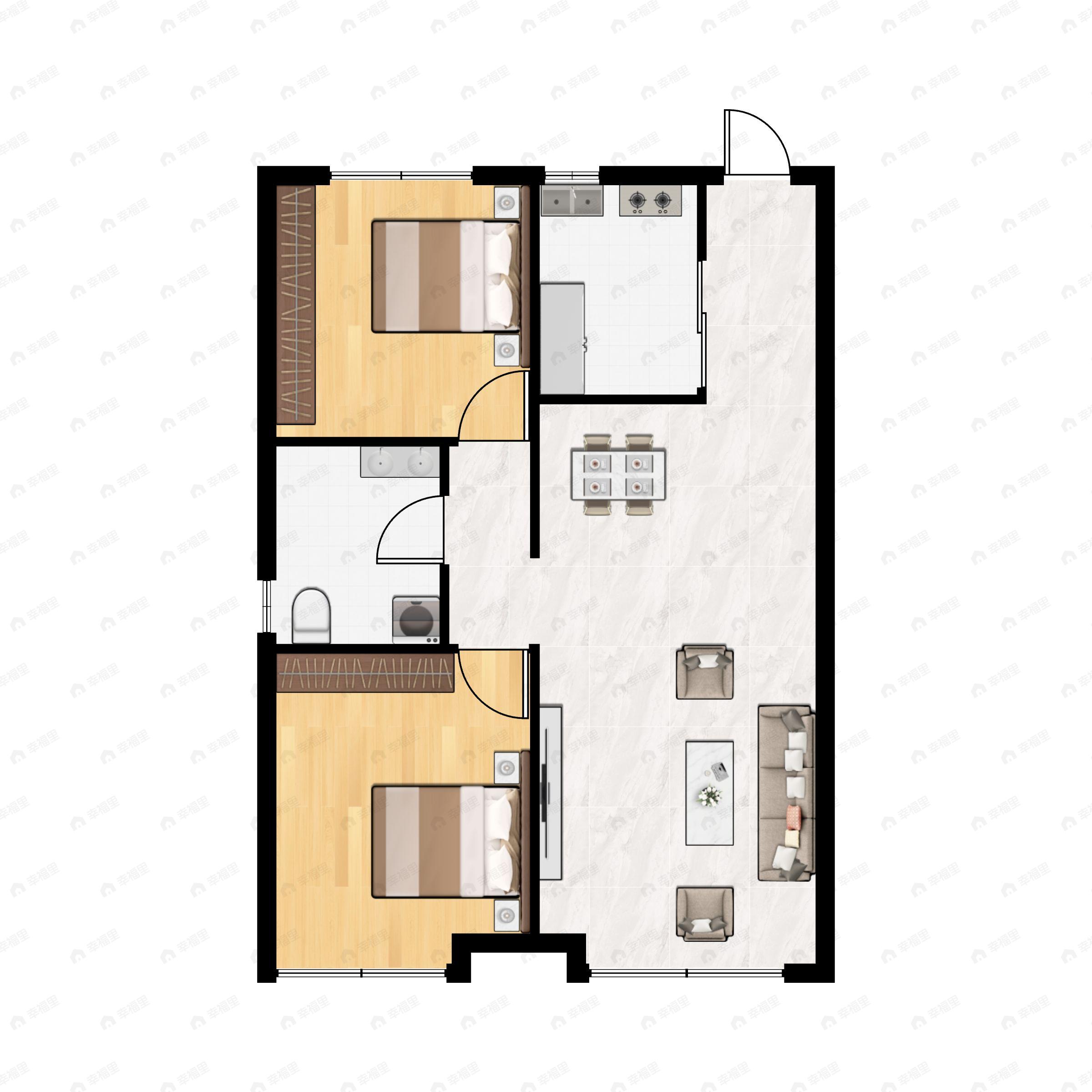 2室2厅1卫建面89平户型图