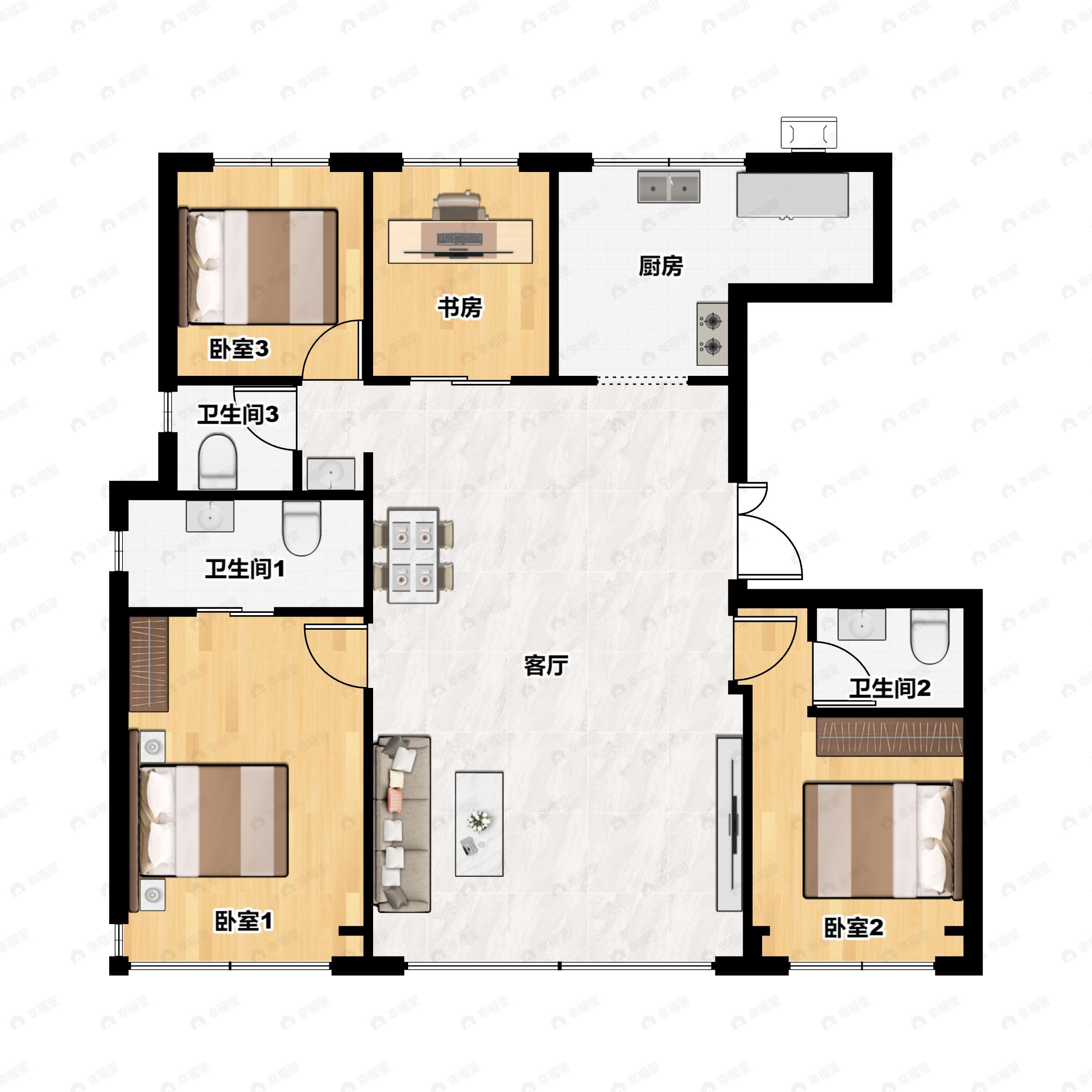 和光煦境4室2厅3卫户型图