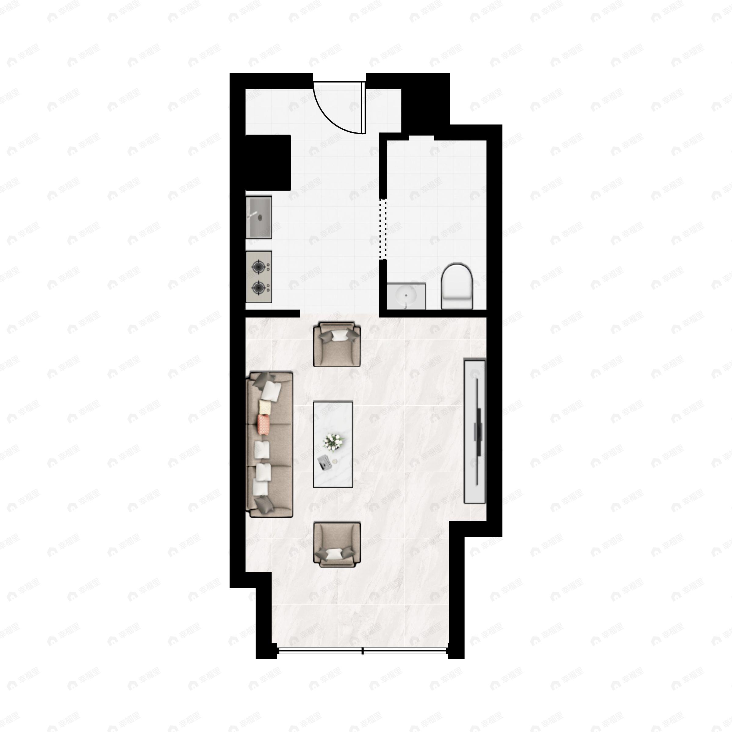 1室1厅1卫建面39平户型图