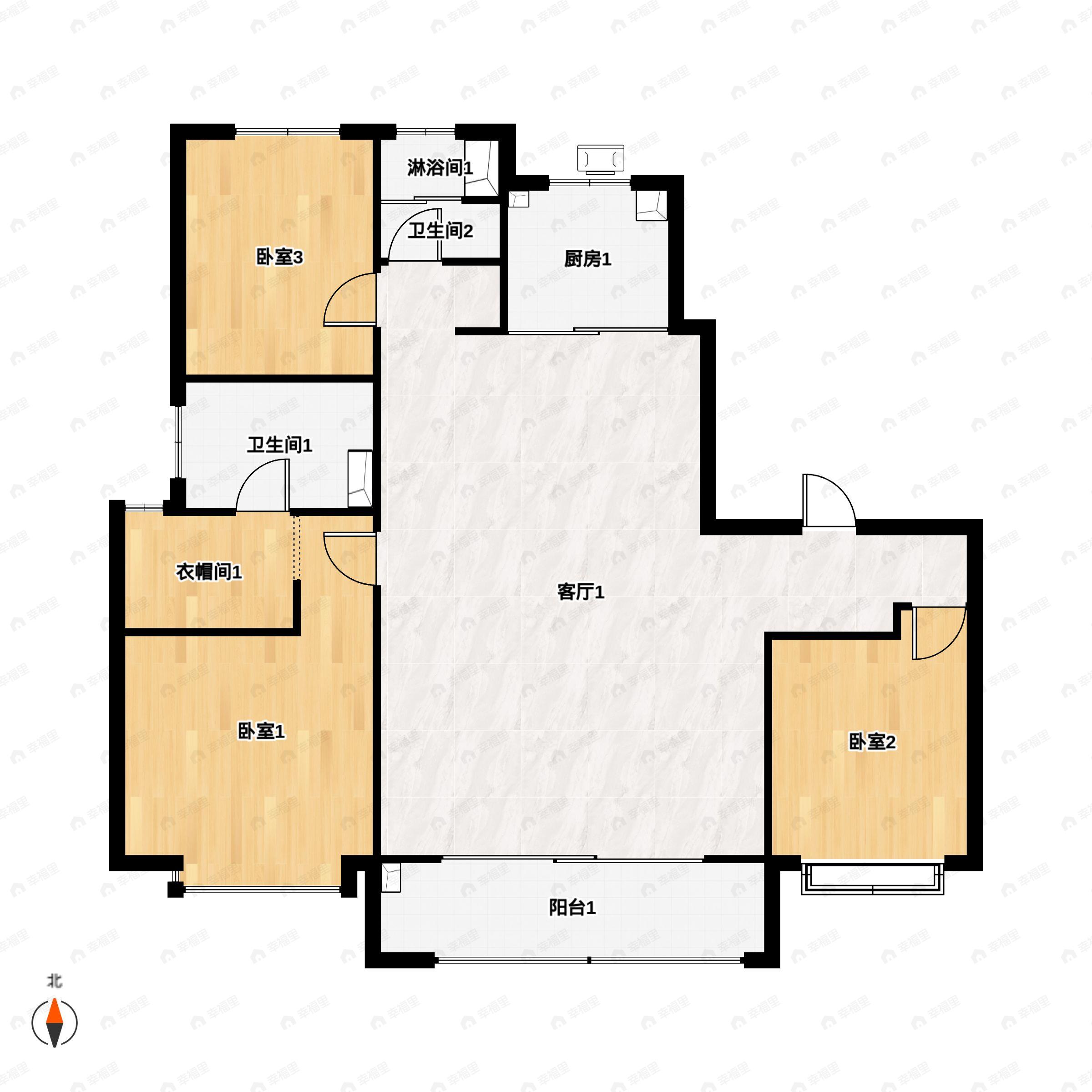 3室2厅2卫建面146平户型图