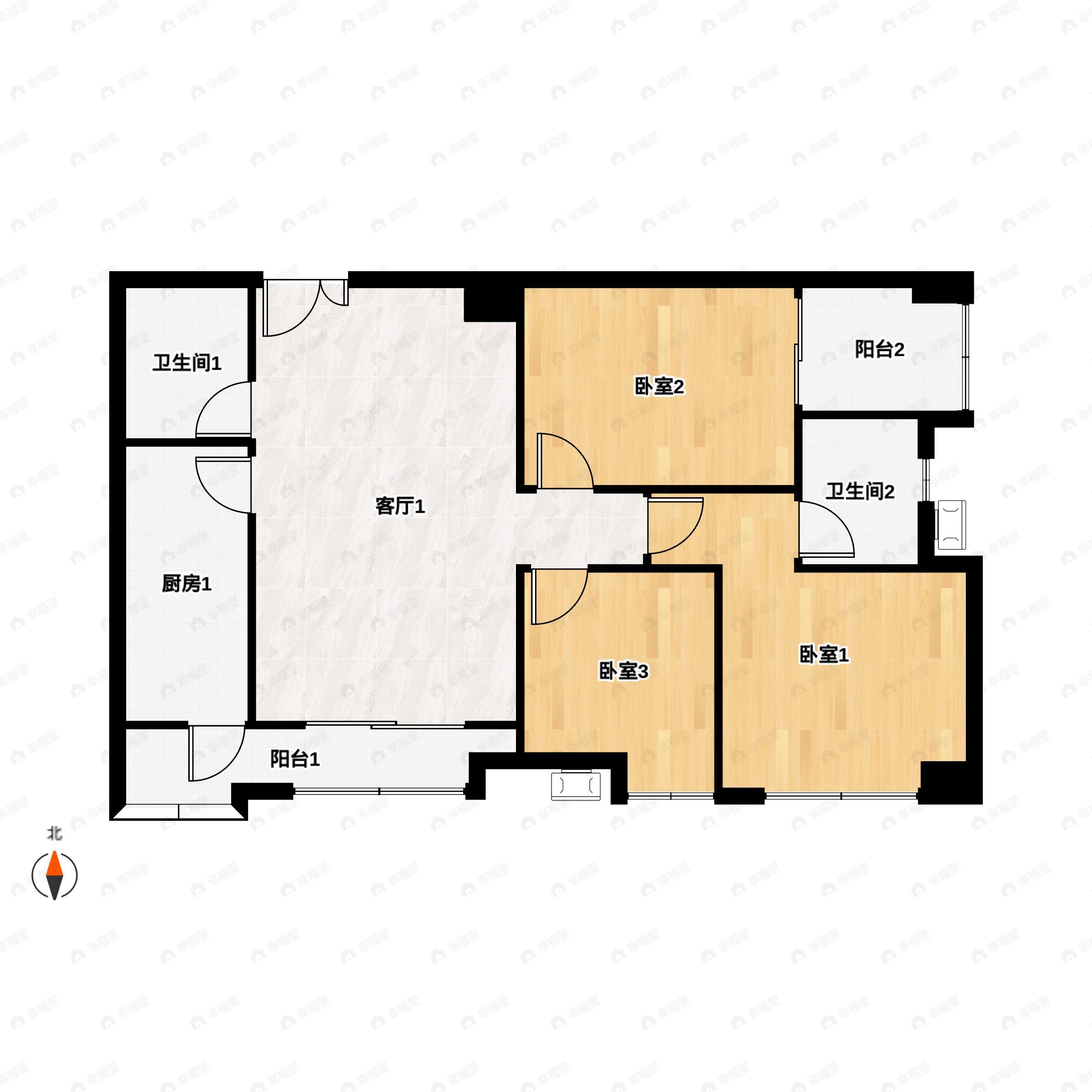 3室2厅2卫建面130平户型图