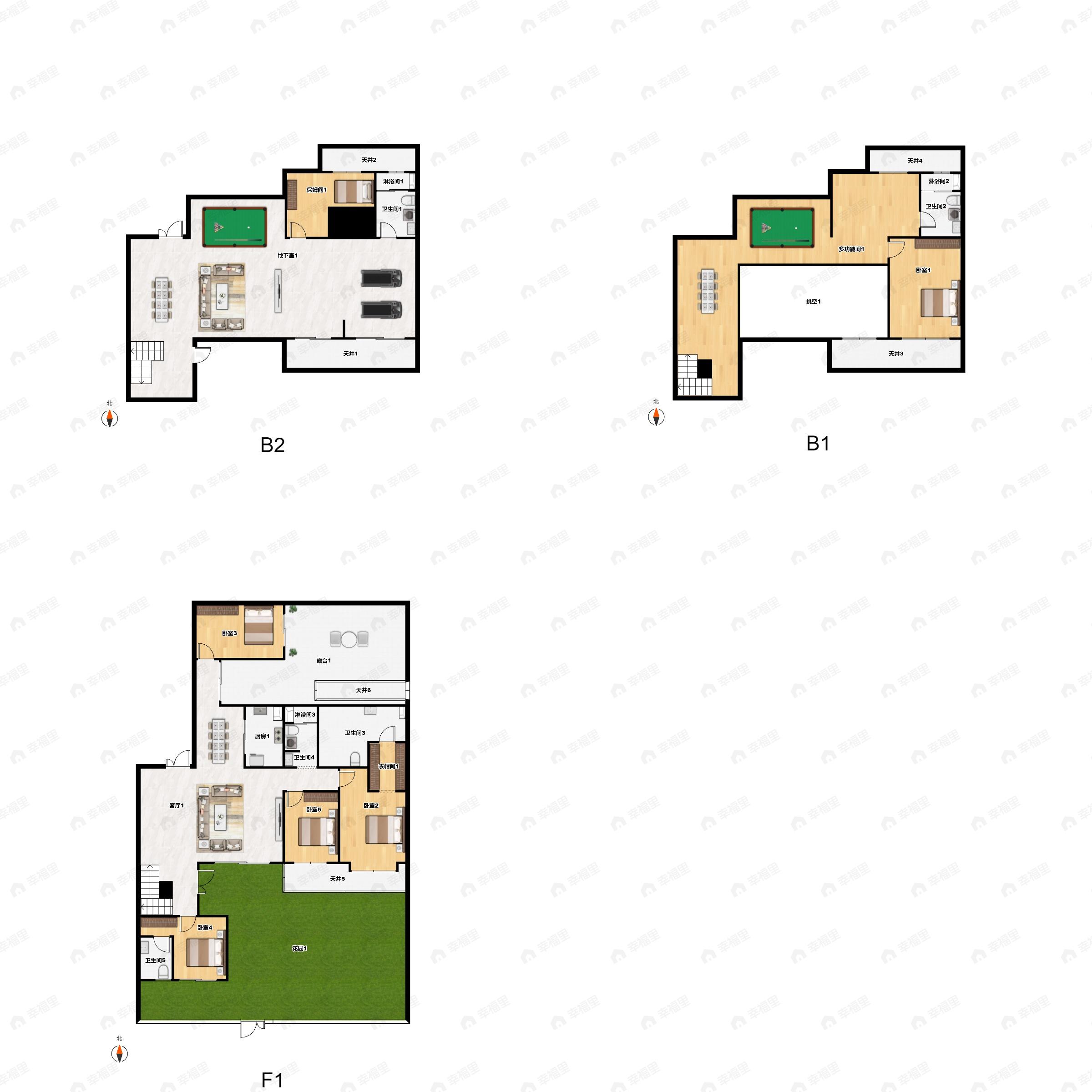 4室2厅3卫建面191平南户型图