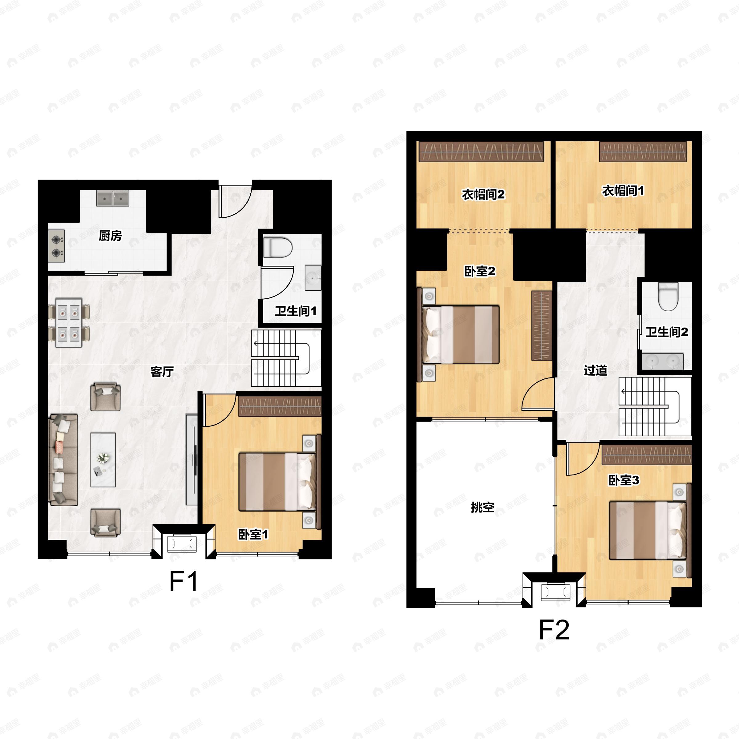3室2厅2卫建面95平户型图
