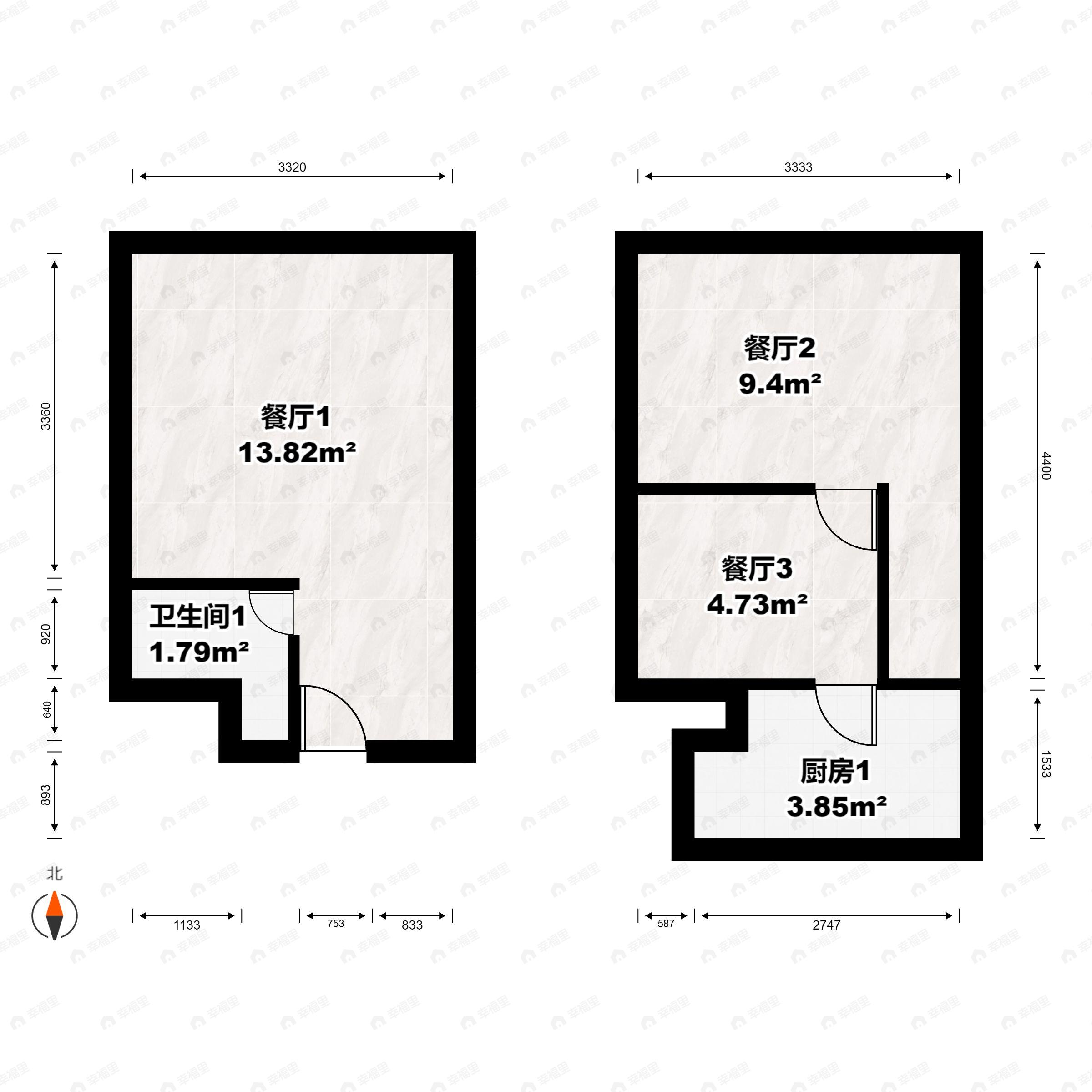1室1厅1卫建面47平户型图