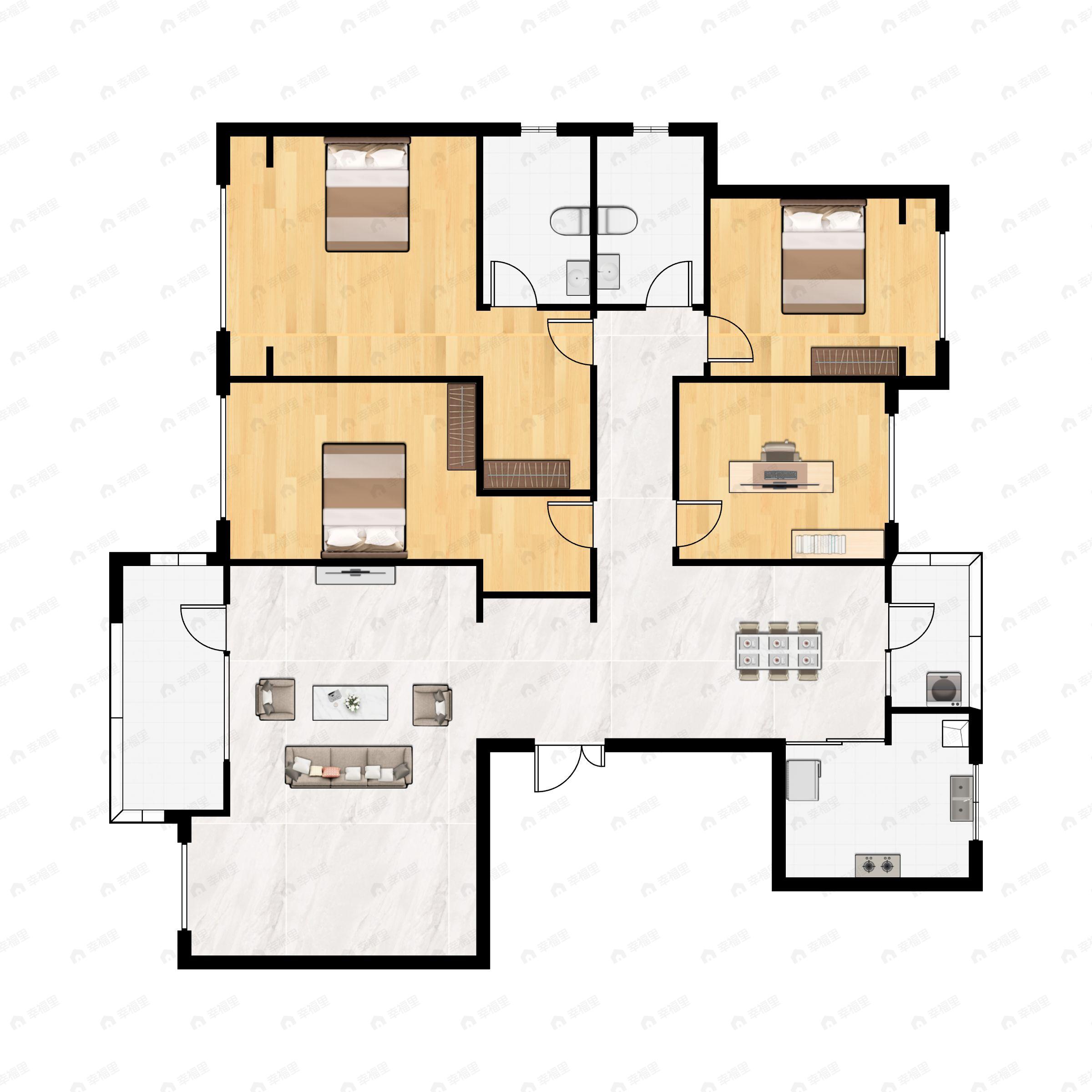 4室2厅2卫建面154平户型图