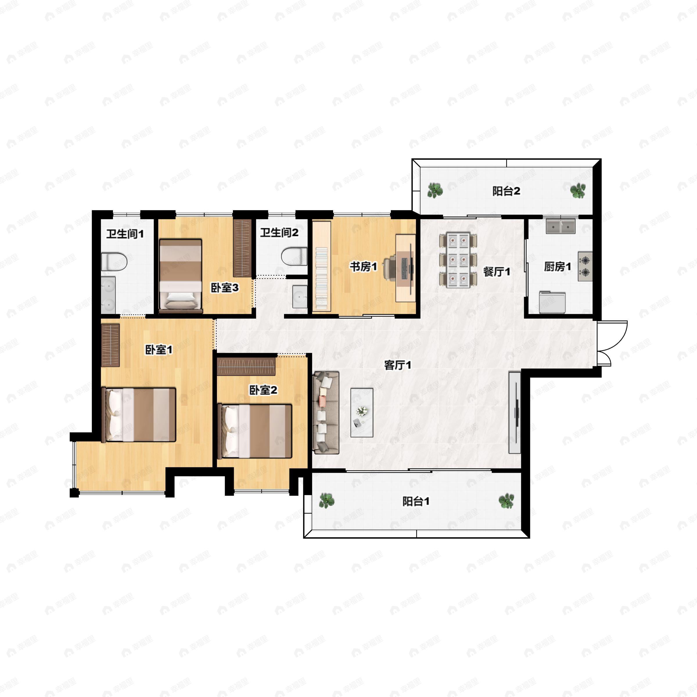 天鹅湖4室2厅2卫户型图