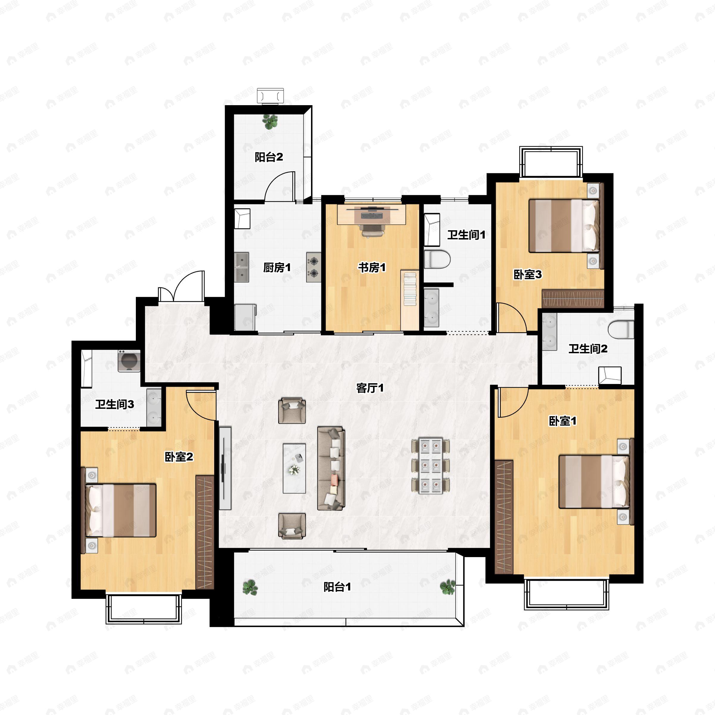 华润置地润府4室2厅3卫户型图