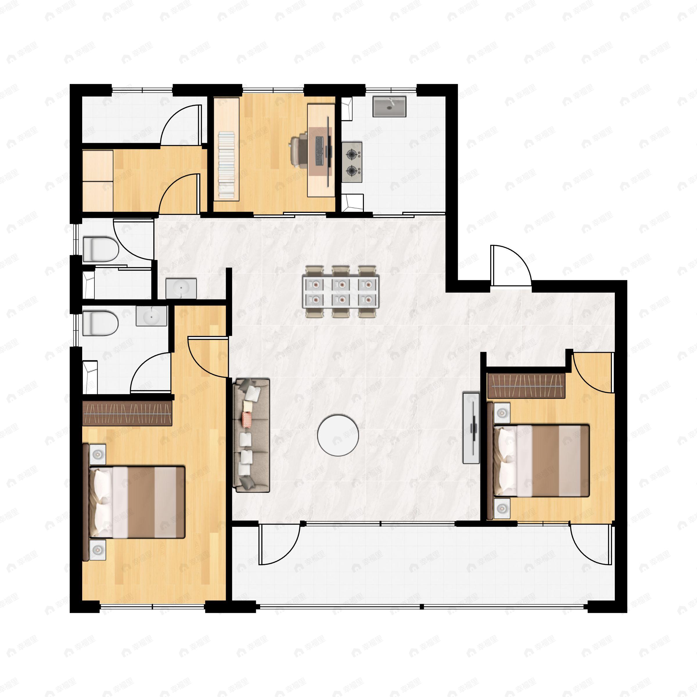 昆仑天麓湾3室2厅2卫户型图
