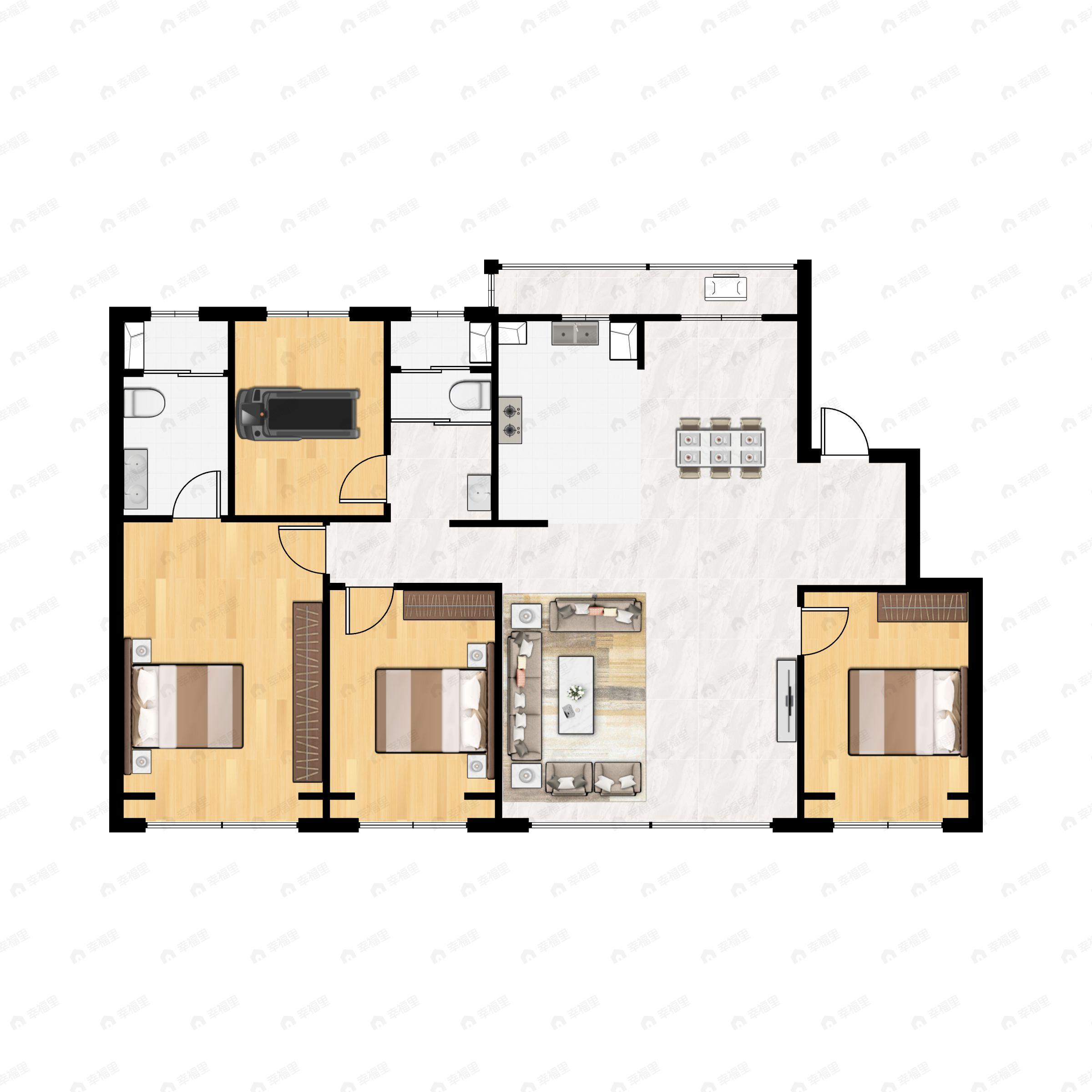 4室2厅2卫建面150平南|北户型图