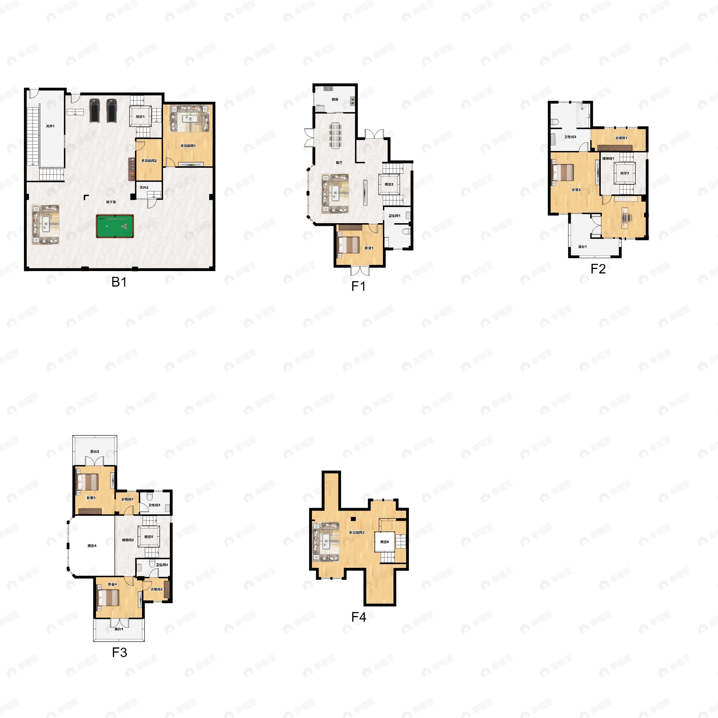 11室3厅7卫建面335平南户型图