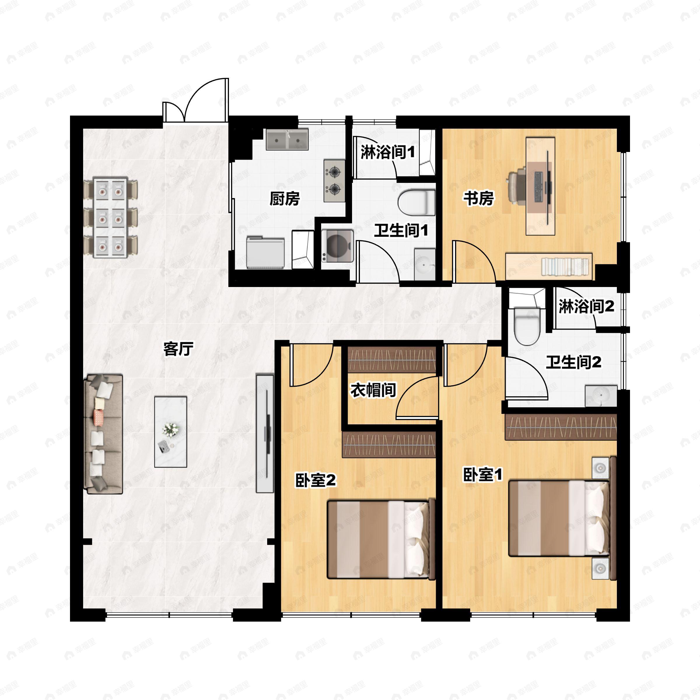 杭州新天地3室2厅2卫户型图